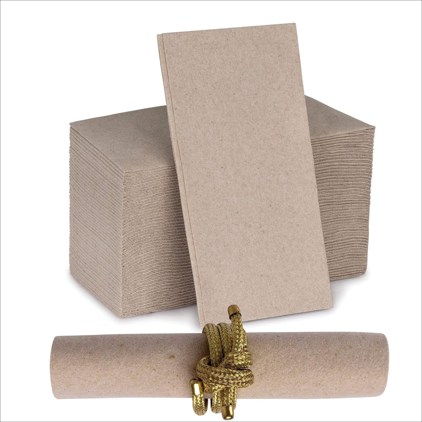 Naperee cloth like dinner napkin in natural color displayed in napkin holder