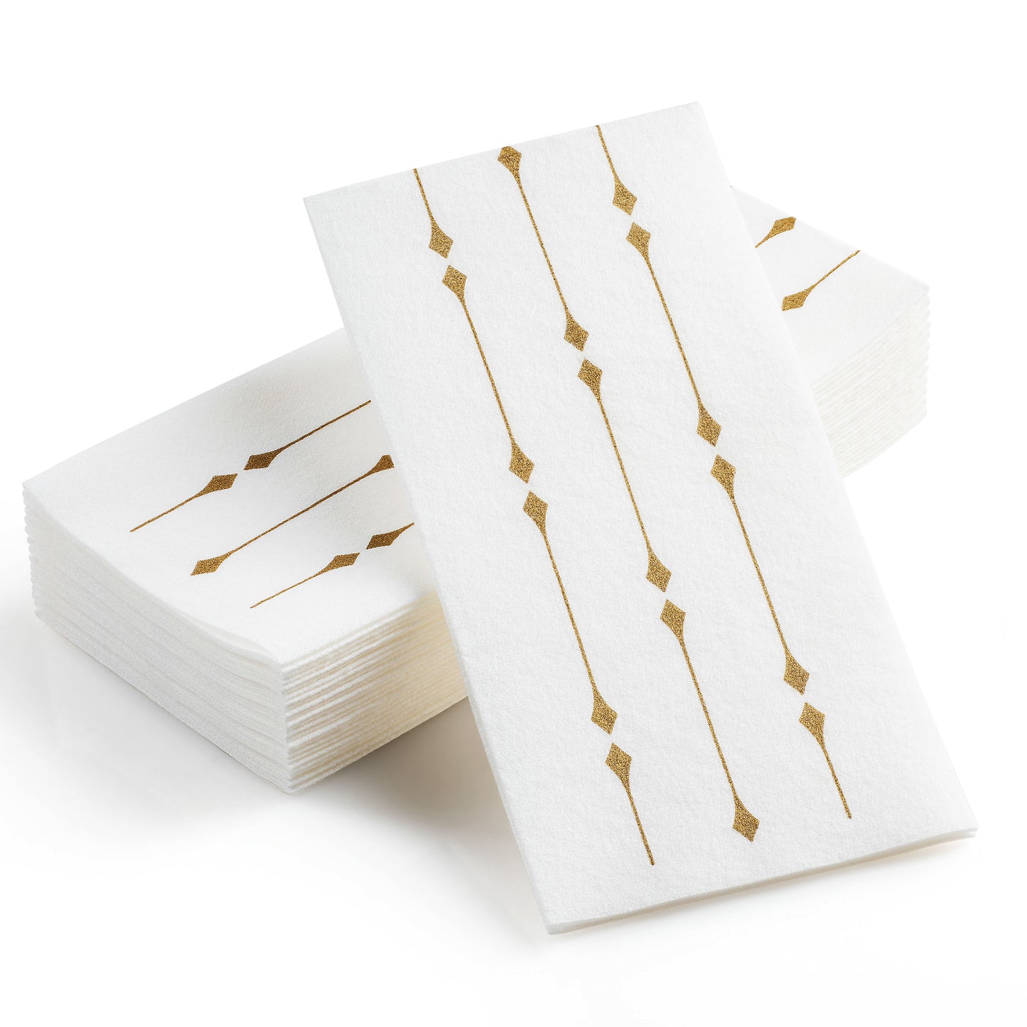 Disposable bathroom towel with gold diamond print