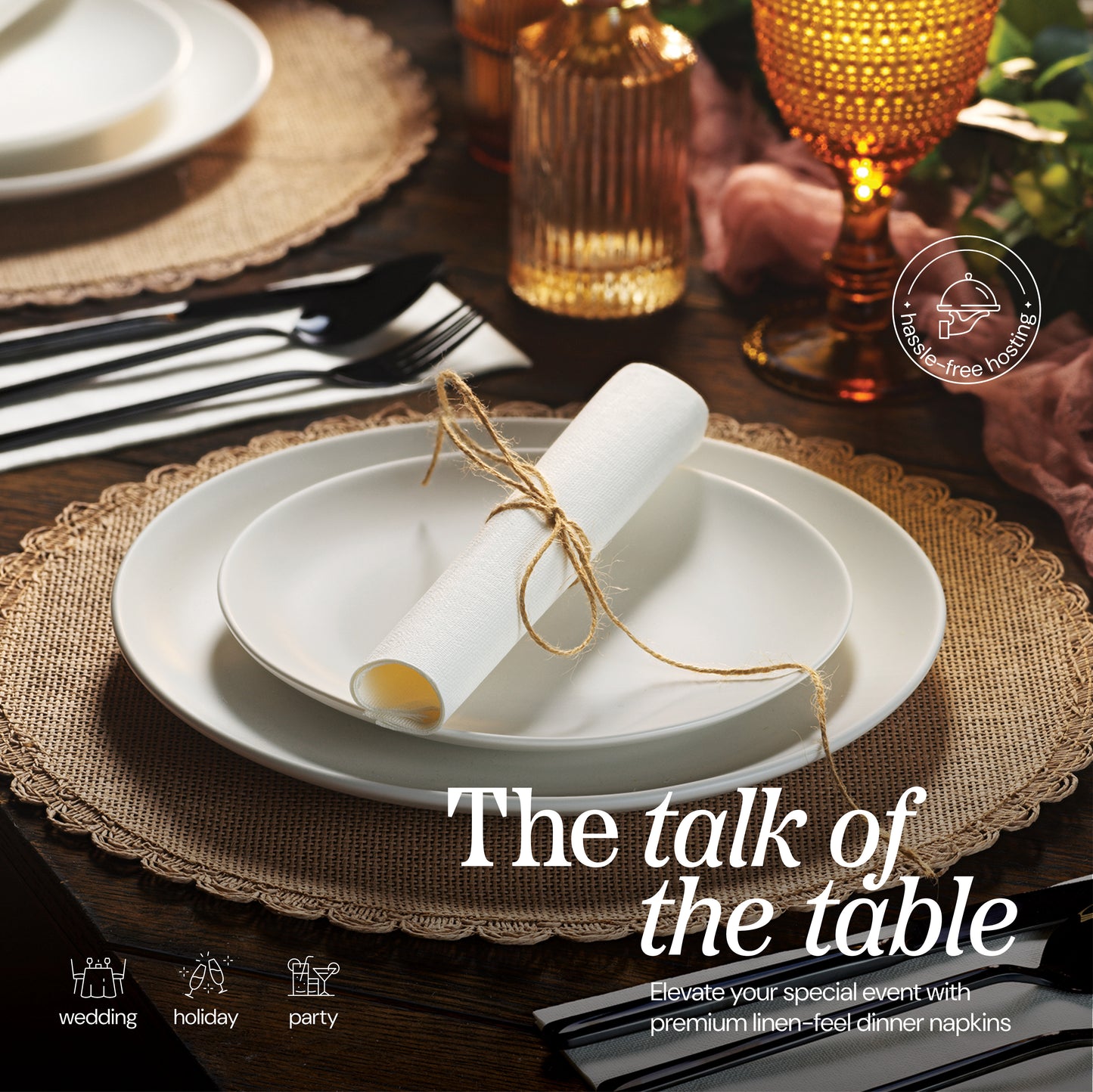 NP-3PGT-WHT-300, White 3-ply disposable guest towels perfect for wedding, holiday, and parties