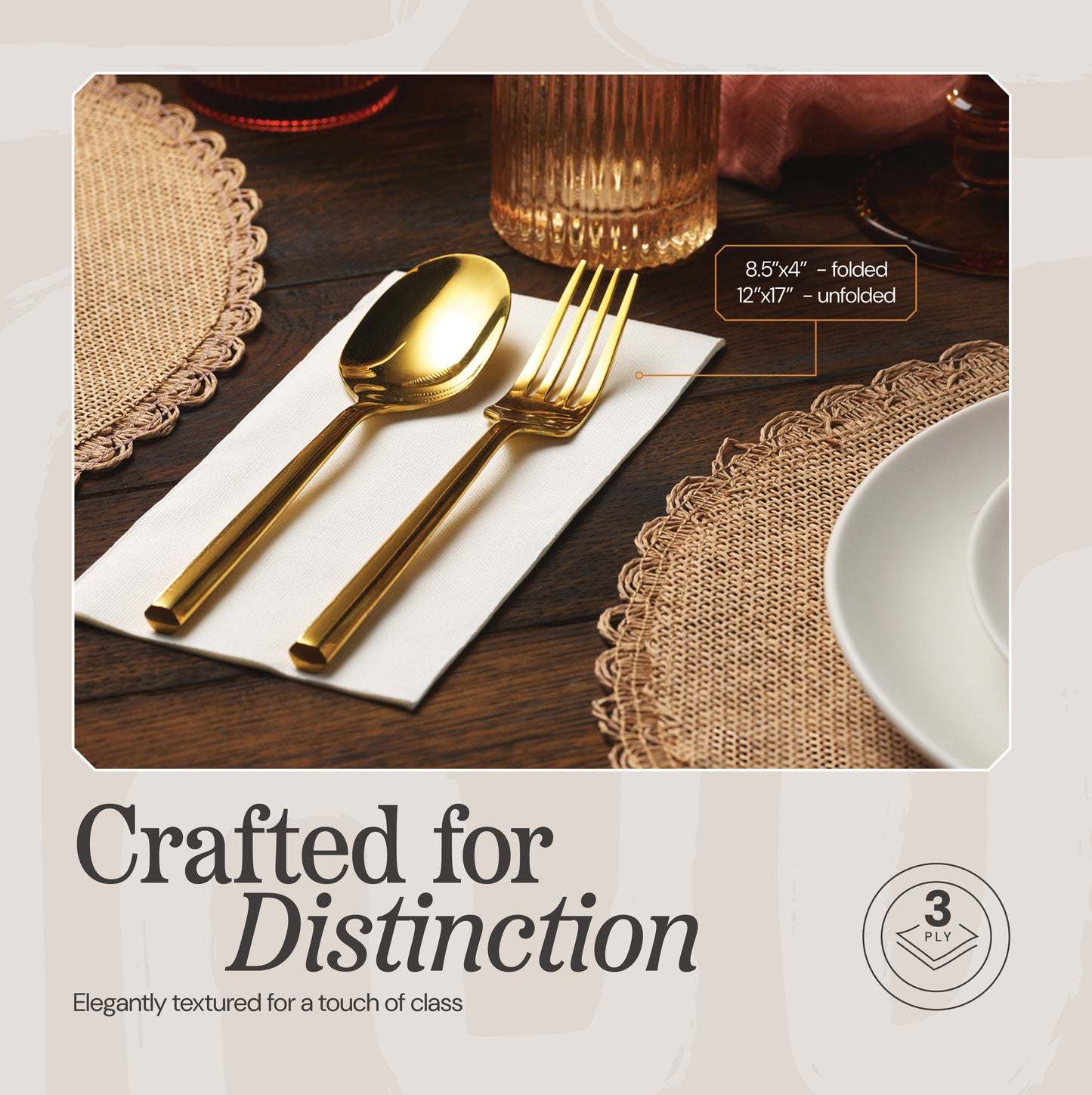 NP-3PGT-WHT-300, White 3-ply disposable guest towels that are crafted for distinction