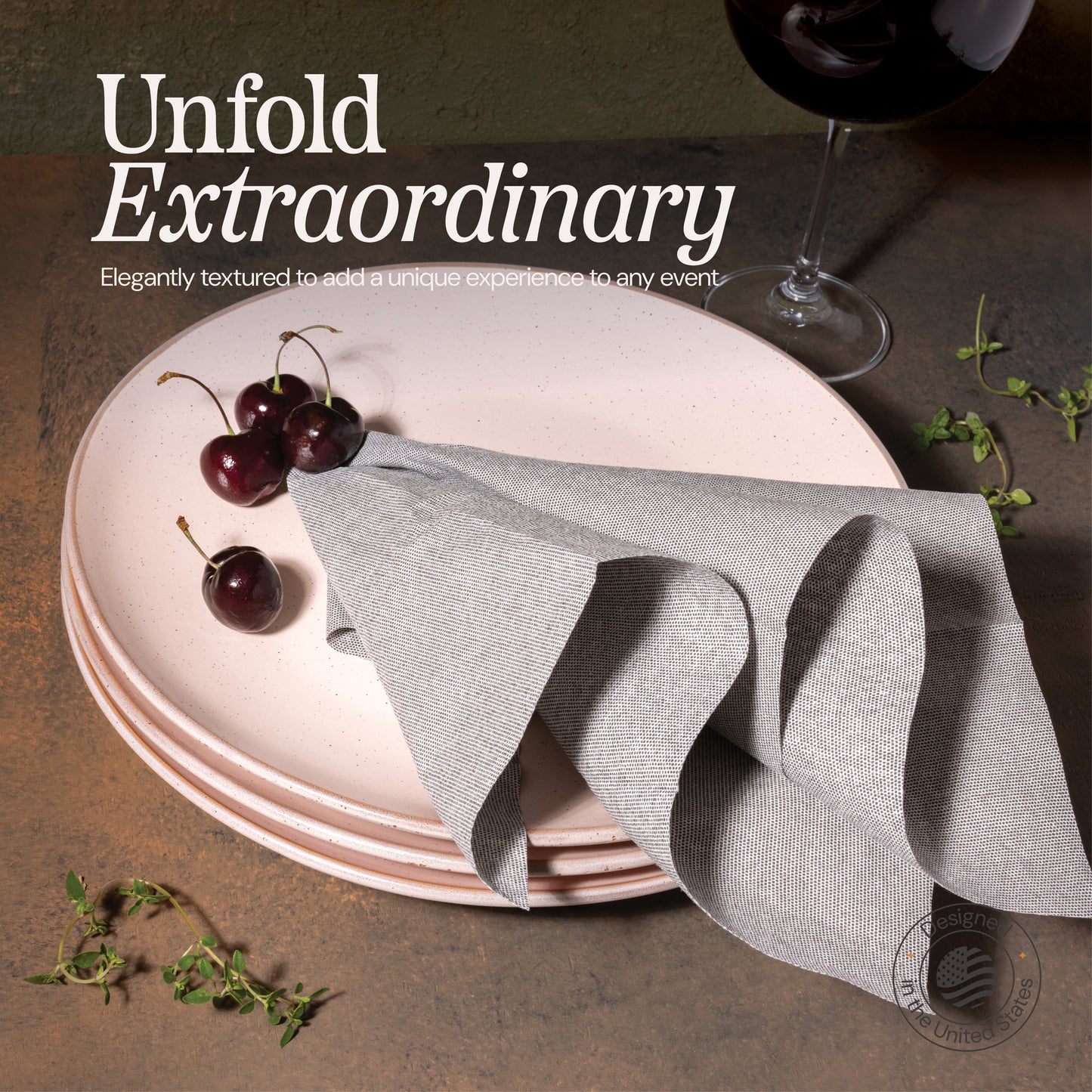 Naperee guest towels with soft linen-like texture that can be unfolded and add a unique experience to any event