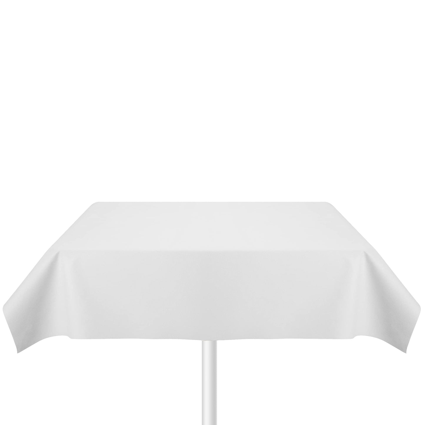 SV-TCFQ40-WHTE/25, SV-TCFQ48-WHTE/20, SV-TCFQ55-WHTE/20, White disposable folded table cloth supported by center pole for buffet setup