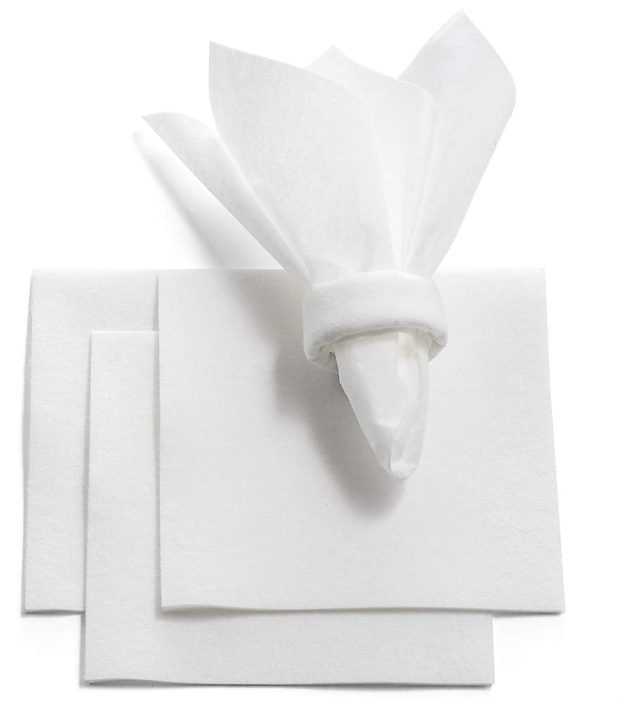 Linen-feel beverage napkin with formal table setting look