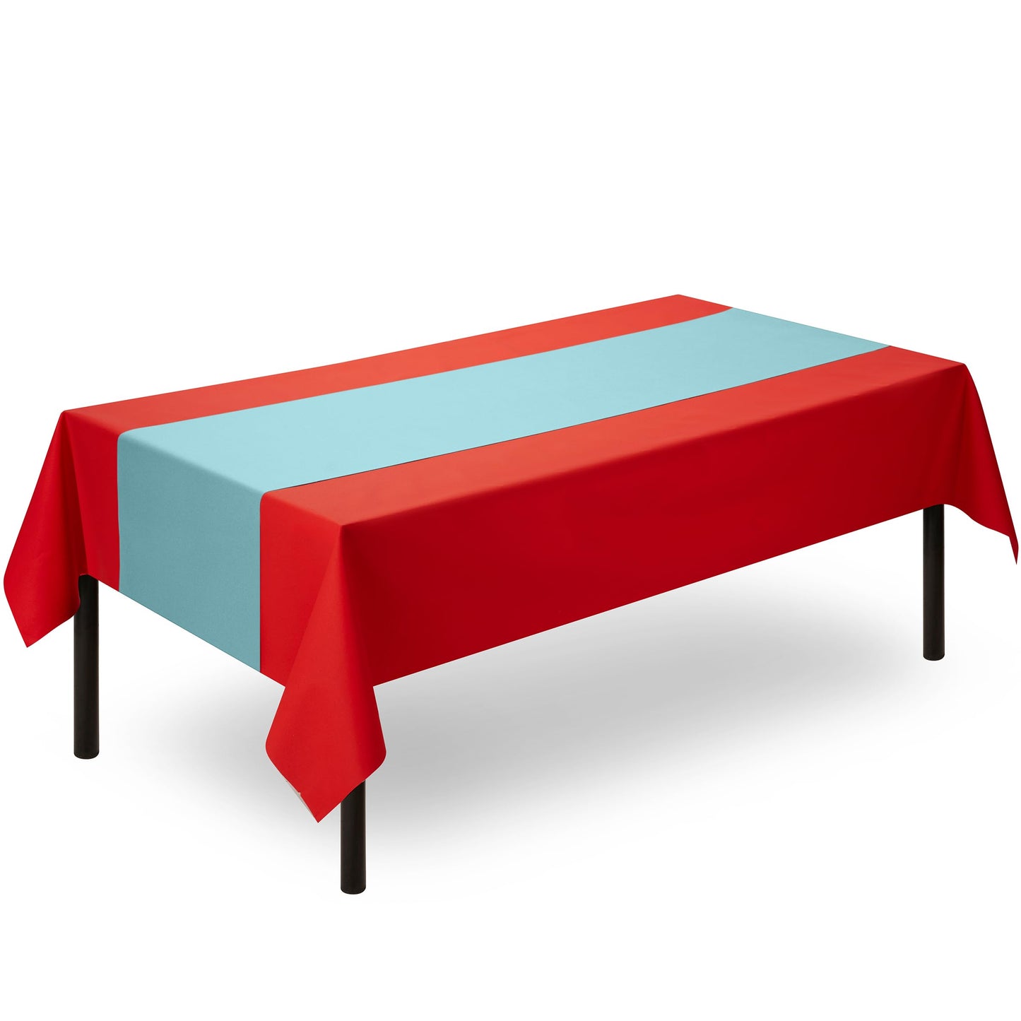 SV-TR16-PBLU/20x48, Pale blue paper table runner roll on red table