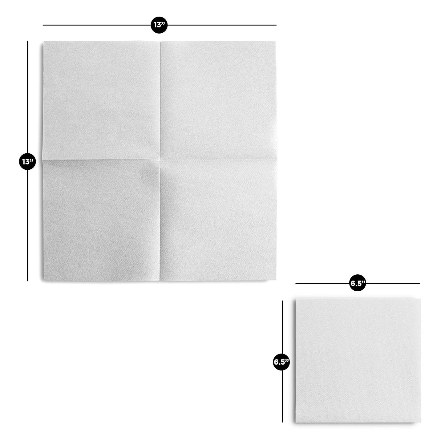 Servietto 13x13 and 6.5x6.5 inch disposable linen-feel luncheon napkin
