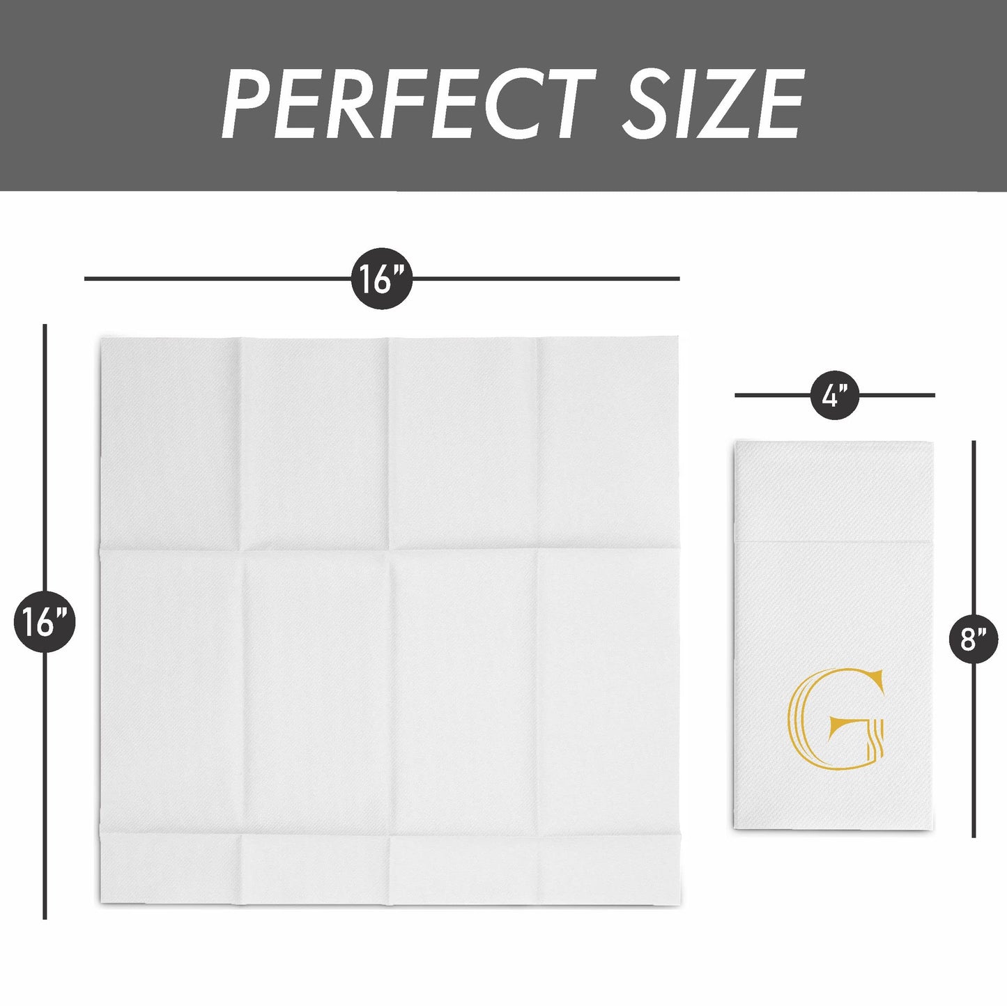 White pocket napkin with gold foil 16x16