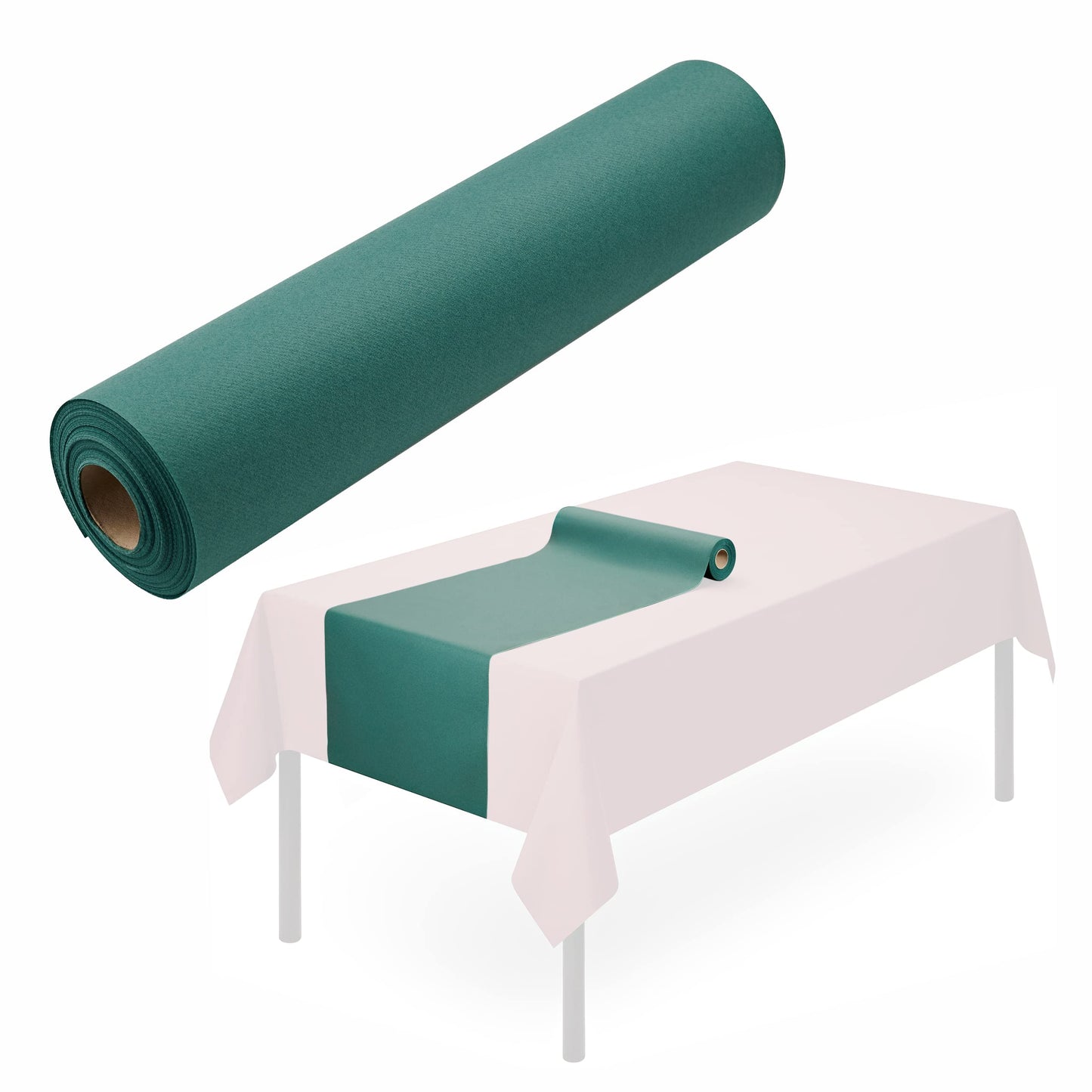 SV-TR16-GREN/20x48, Servietto green table runner roll disposable placed on table