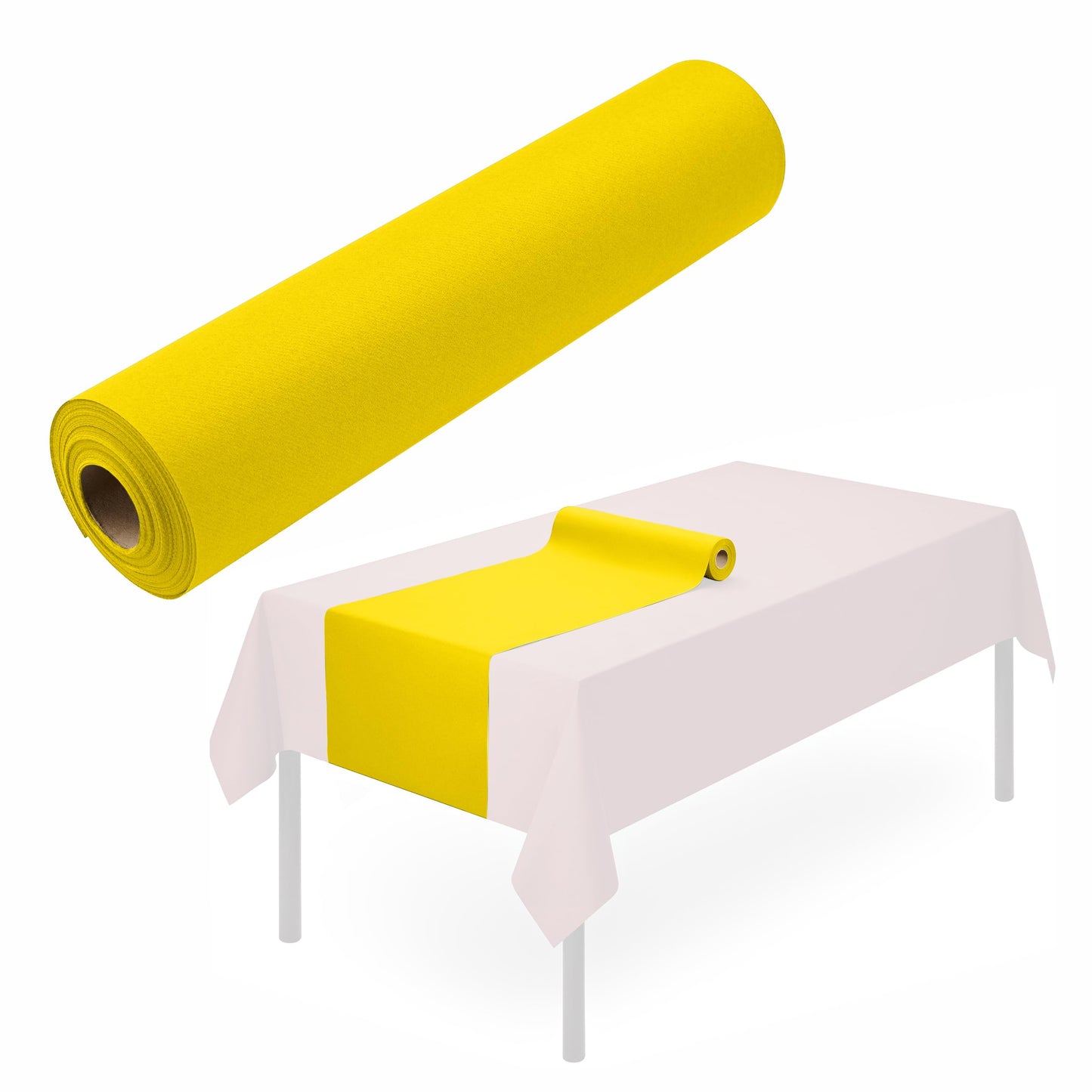 SV-TR16-BYLW/20x48, Bright yellow disposable linen-like table runner roll by Servietto