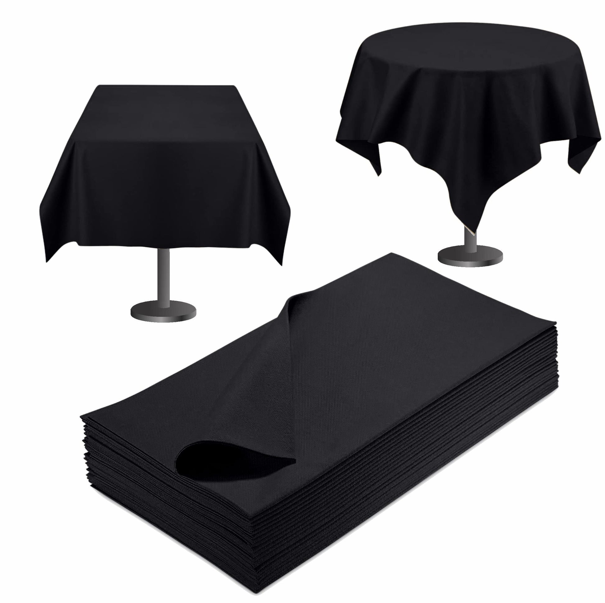 SV-TCFQ40-BLCK/25, SV-TCFQ48-BLCK/20, SV-TCFQ55-BLCK/20, Servietto black folded table cloth 40x40 linen-like for formal dining