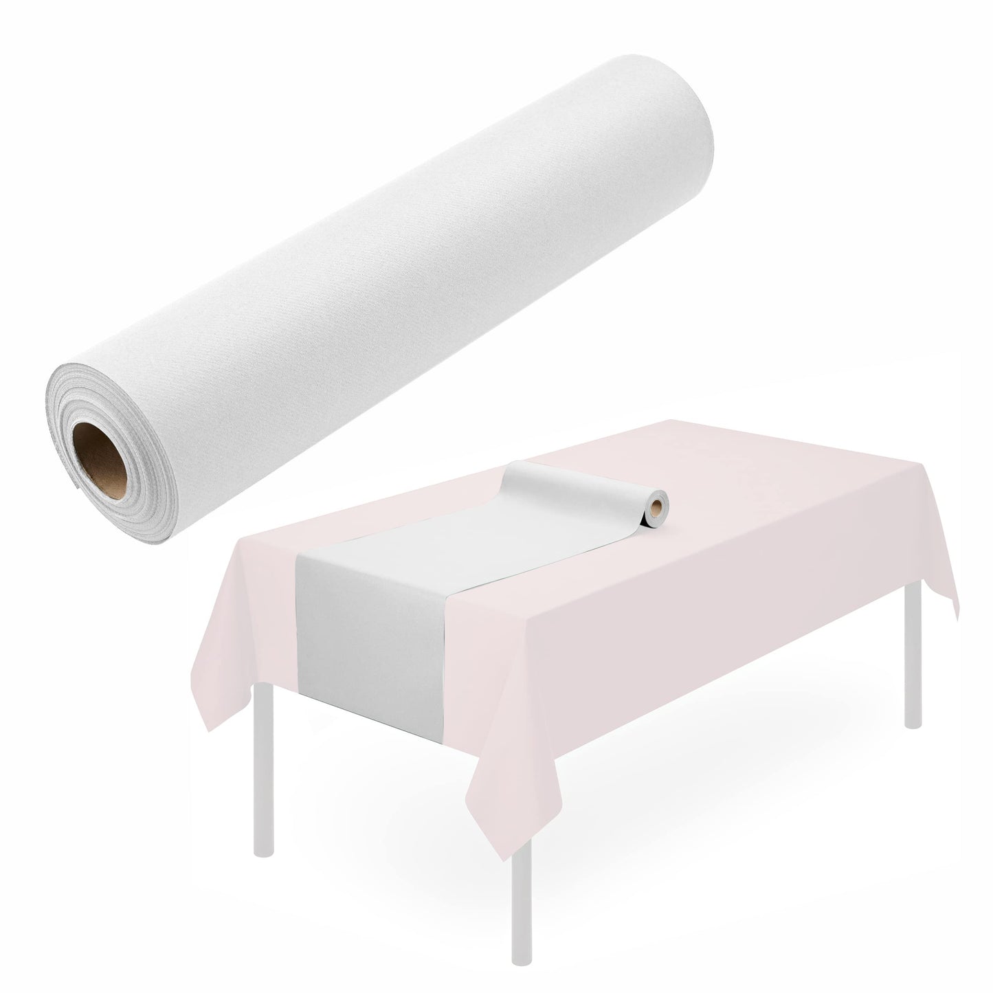 SV-TR16-WHTE/20x48, Disposable white table runner roll paper by Servietto