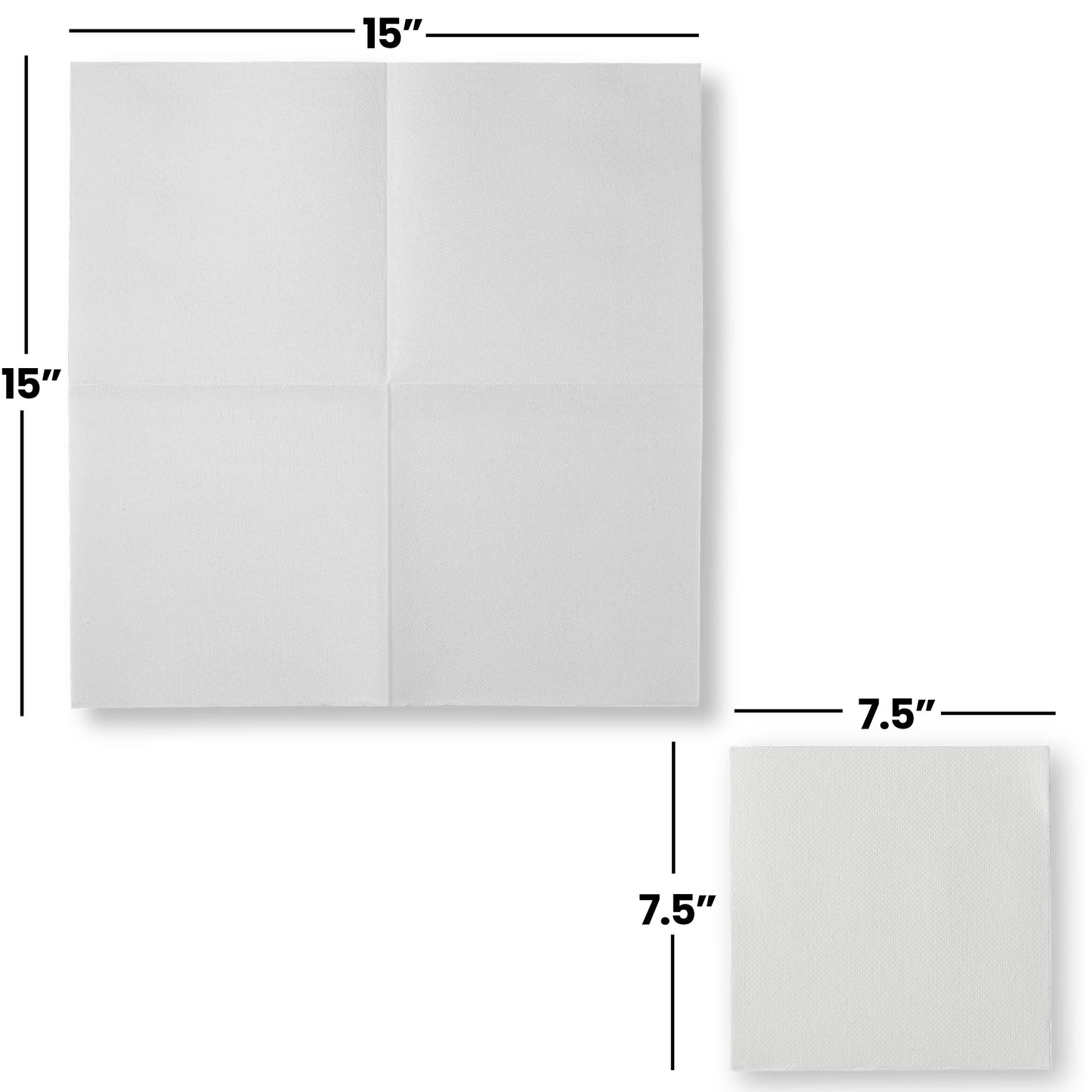 NP-PPLLN-WHT-2000, Naperee disposable napkins 15x15 inch and 7.5x7.5 inch