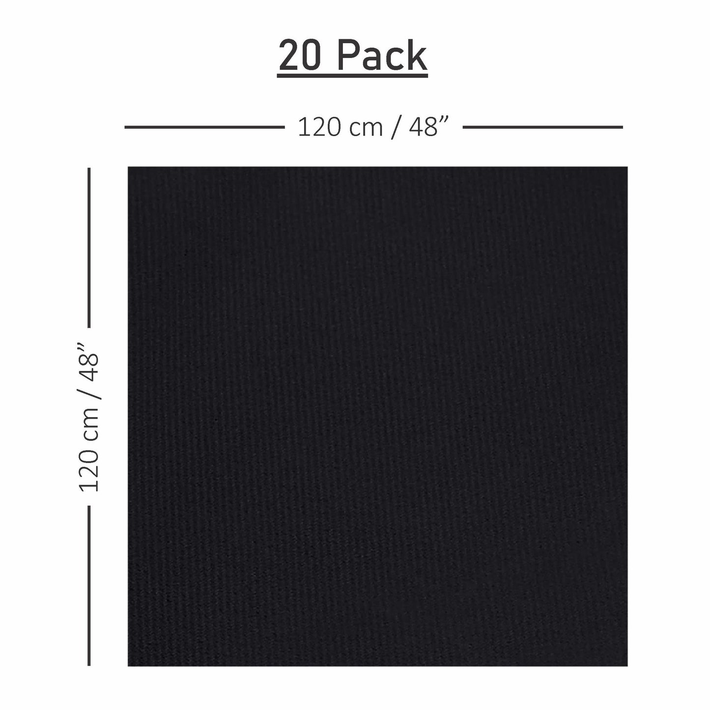 SV-TCFQ48-BLCK/20, Servietto black folded table cloth 48x48 linen-like for formal dining