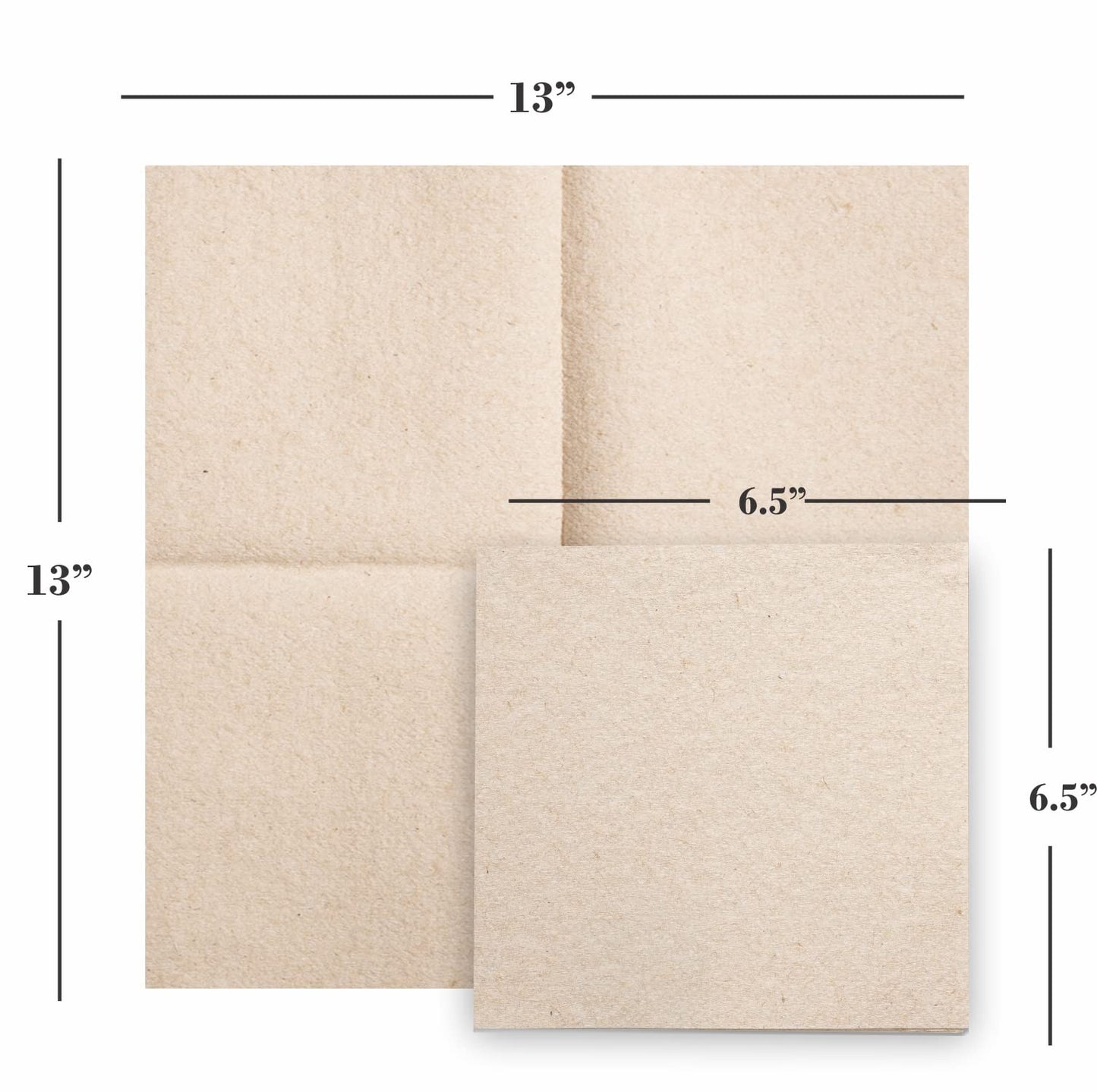 13x13 inch and 6.5x6.5 inch natural disposable napkins.