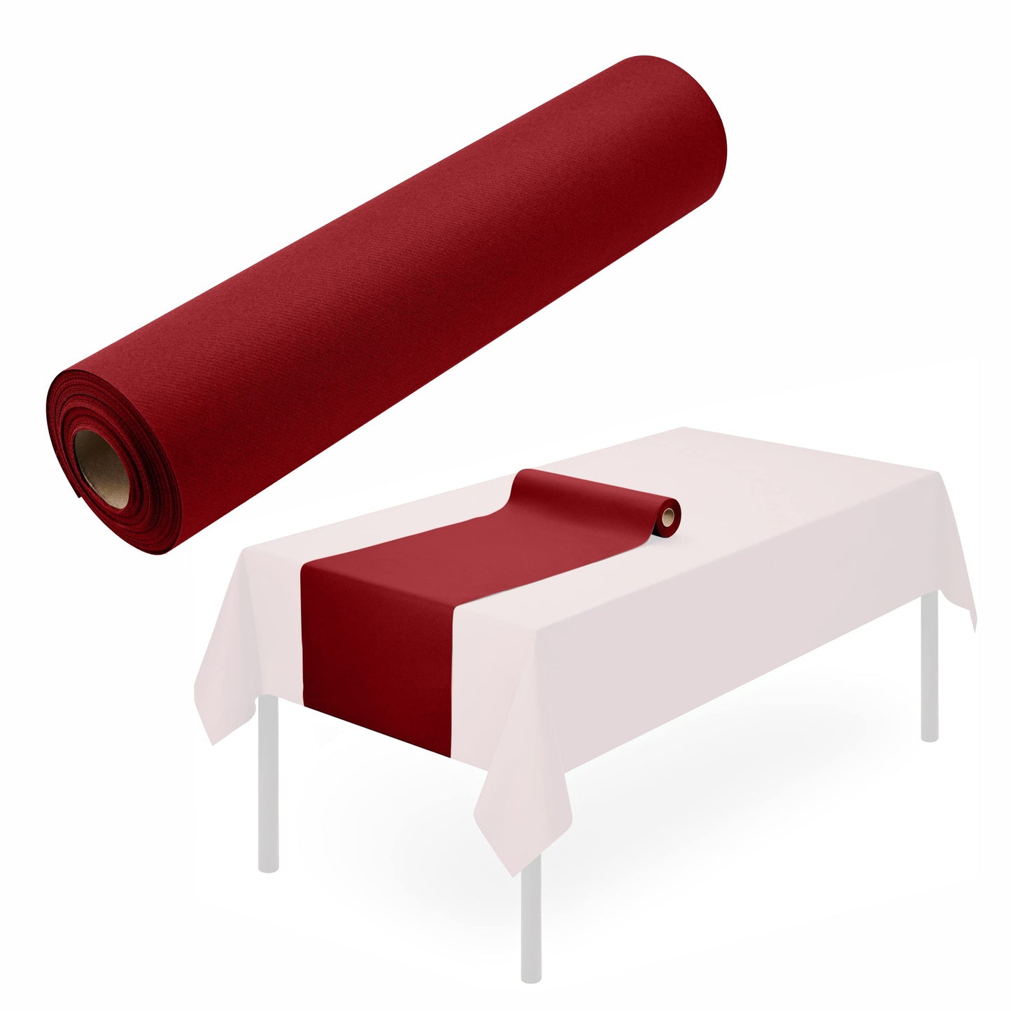 SV-TR16-BRGD/20x48, Elegant burgundy airlaid table runner for weddings and formal dinners