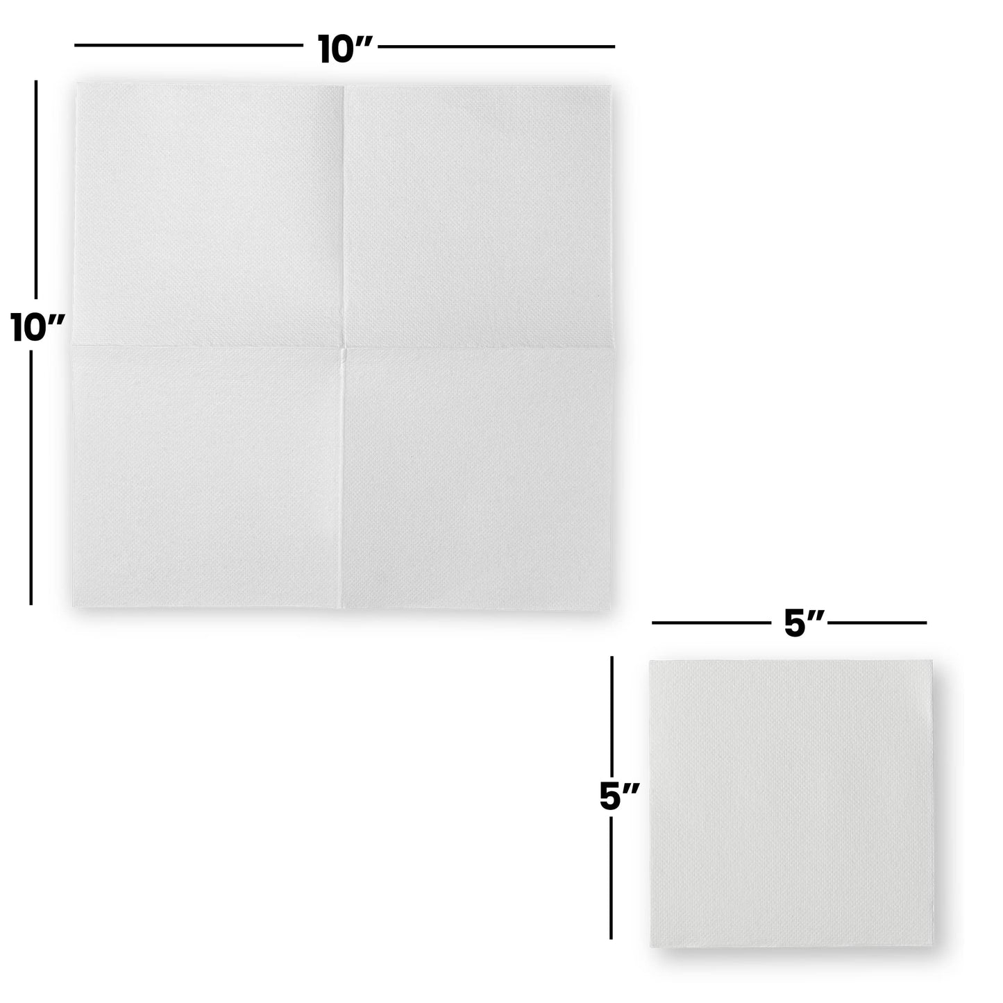 disposable dinner napkins Naperee 5x5 and 10x10
