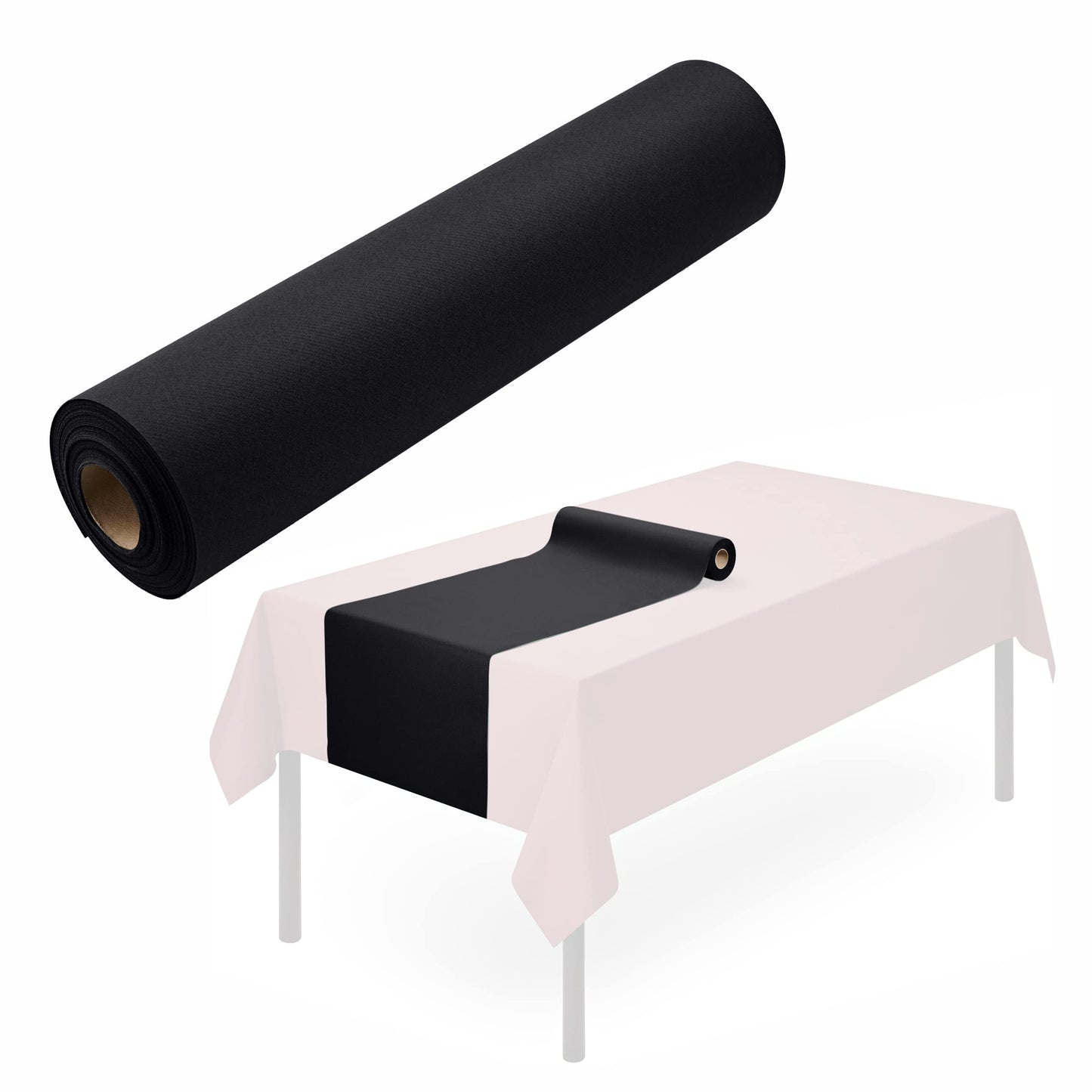 SV-TR16-BLCK/20x48, Servietto black disposable linen-like table runner roll