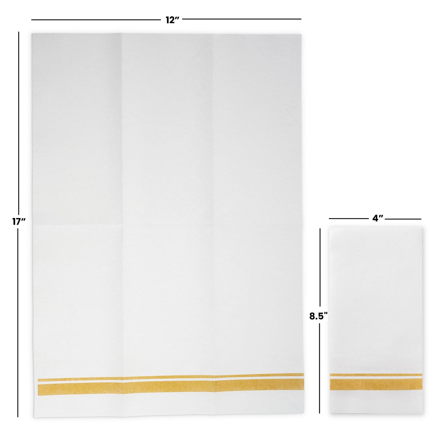 Elegant 12x17 guest towel with gold double-line trim