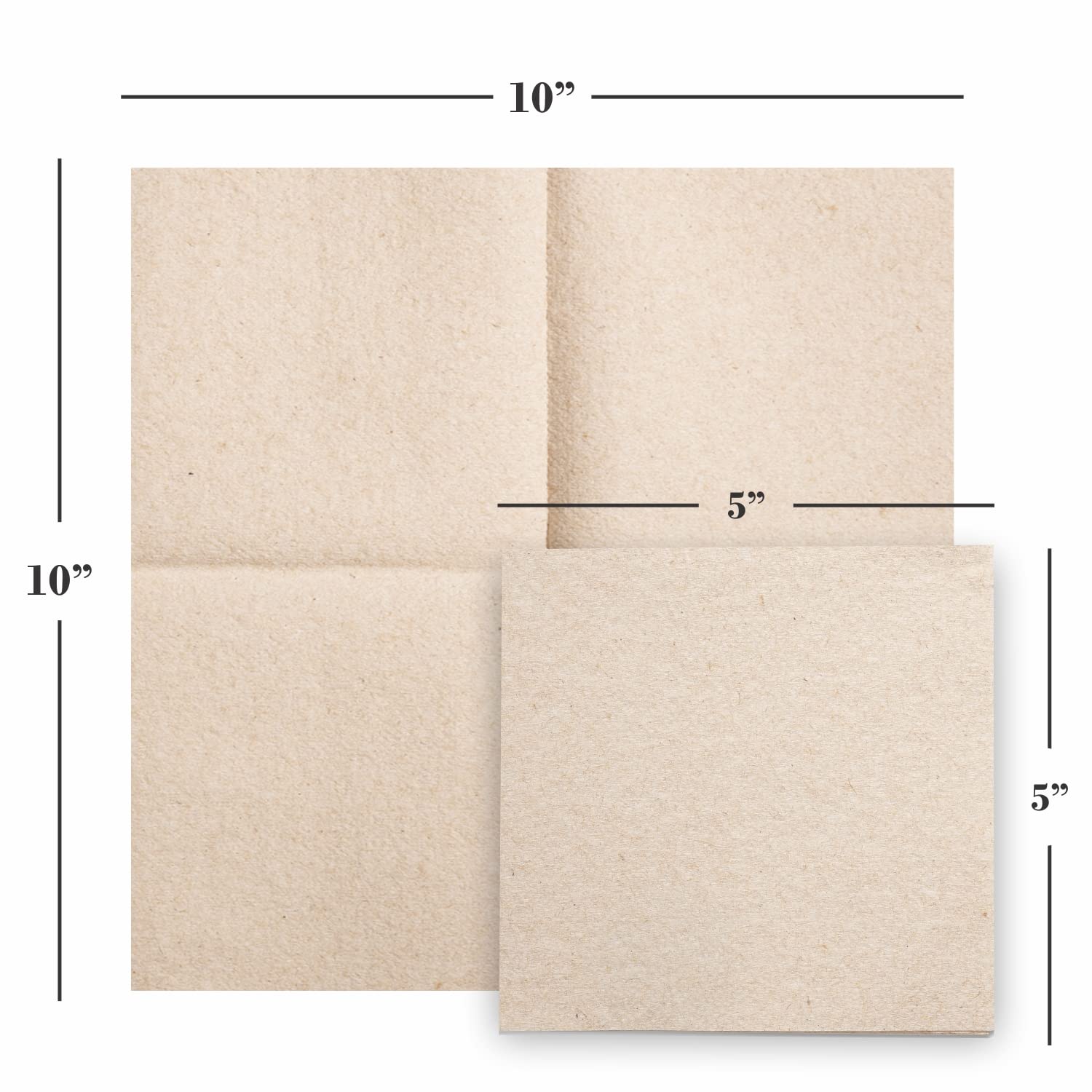 10x10 natural linen-feel beverage napkins by Naperee, 5x5 inch when folded
