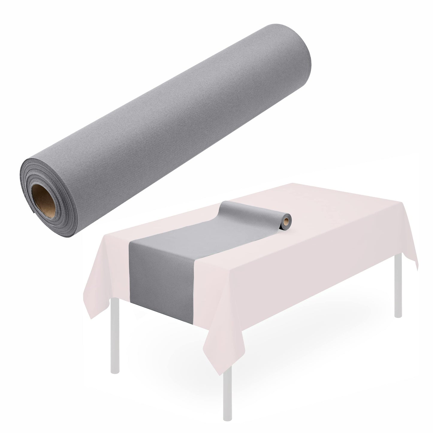 SV-TR16-CTGR/20x48, Servietto grey linen-like table runner roll disposable for modern events