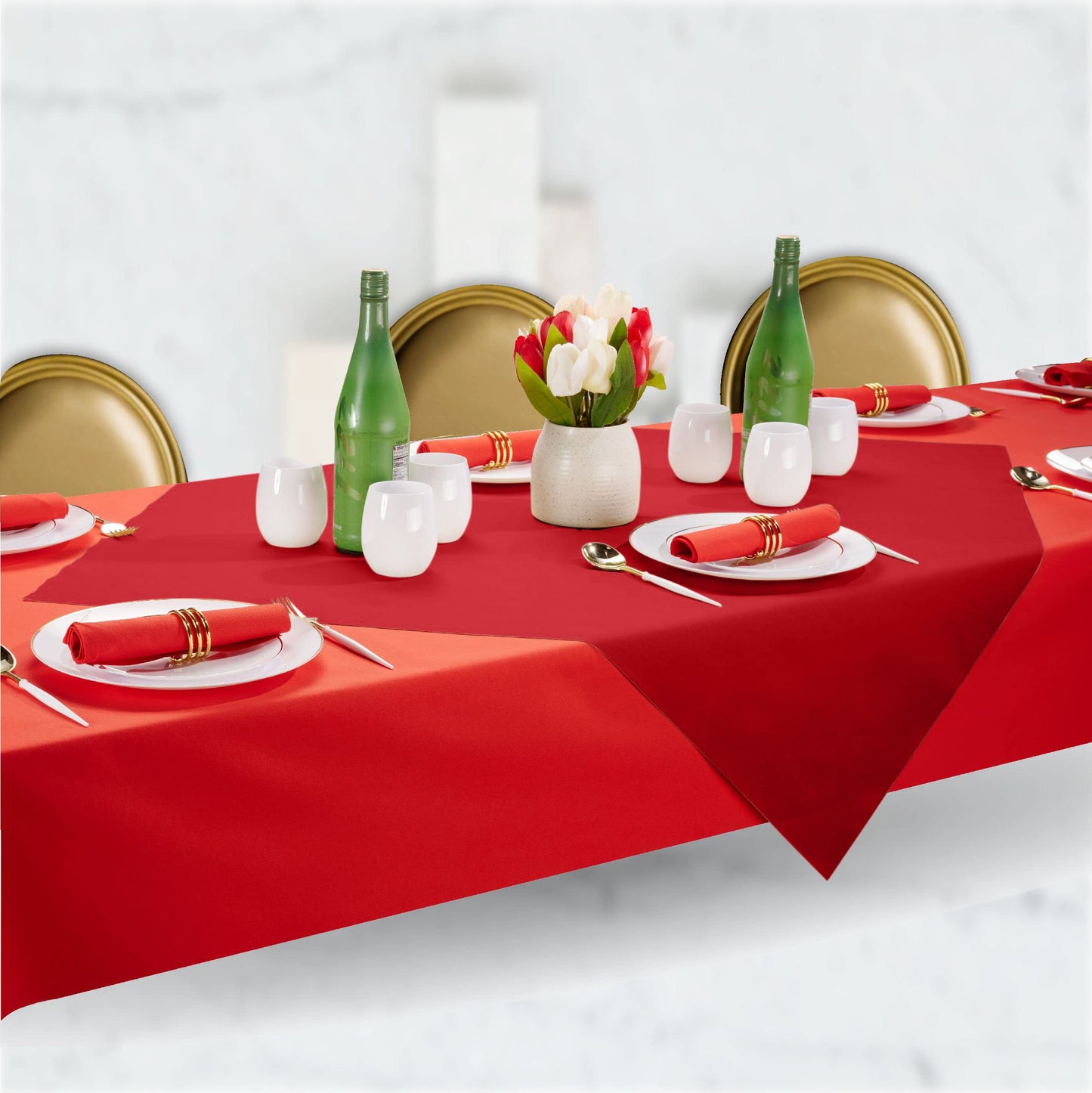 SV-TCFQ40-FRED/25, SV-TCFQ48-FRED/20, SV-TCFQ55-FRED/20, Disposable red airlaid paper table cloth folded for formal dining table