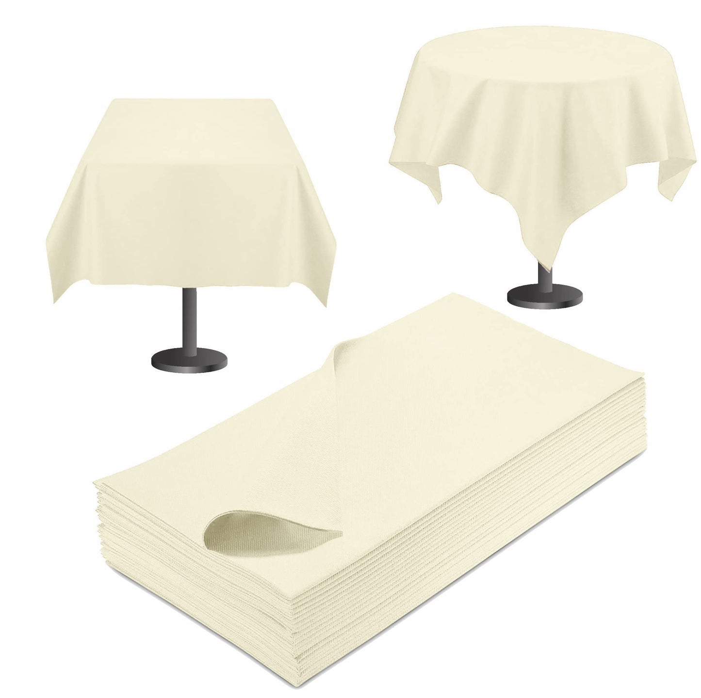 SV-TCFQ40-NCHP/25, SV-TCFQ48-NCHP/20, SV-TCFQ55-NCHP/20, Champagne Servietto folded table cloth styled