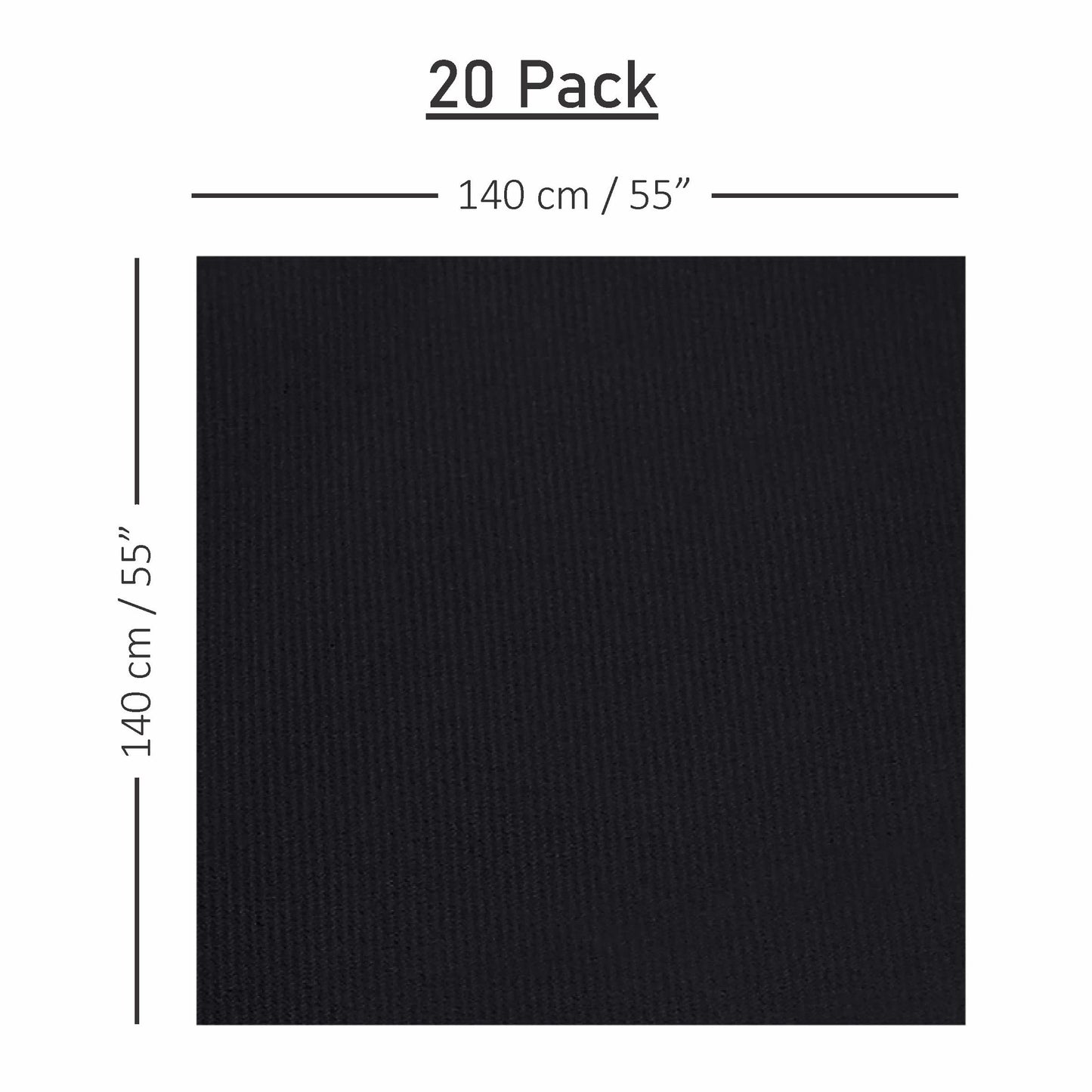 SV-TCFQ55-BLCK/20, Servietto black folded table cloth 55x55 linen-like for formal dining