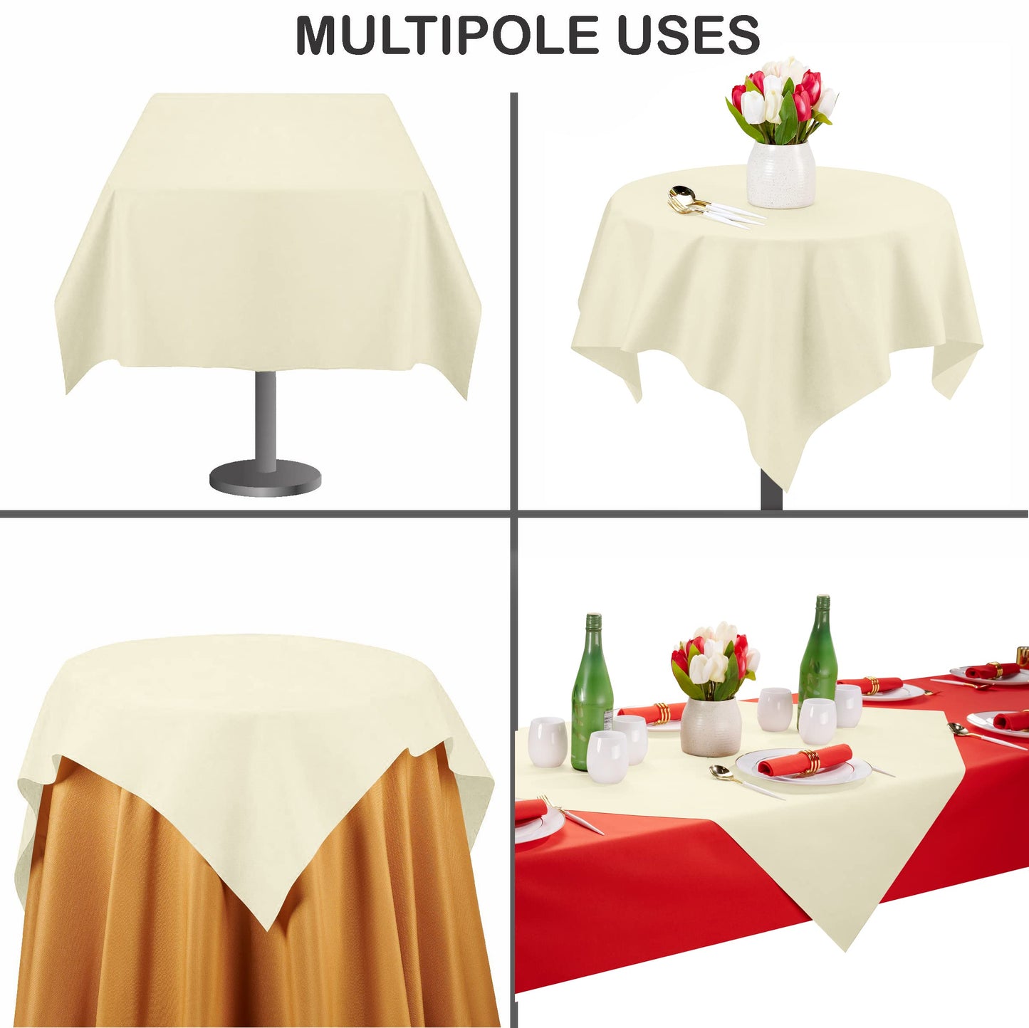 SV-TCFQ40-NCHP/25, SV-TCFQ48-NCHP/20, SV-TCFQ55-NCHP/20, Folded Servietto Champagne table cloth displayed for weddings or formal events