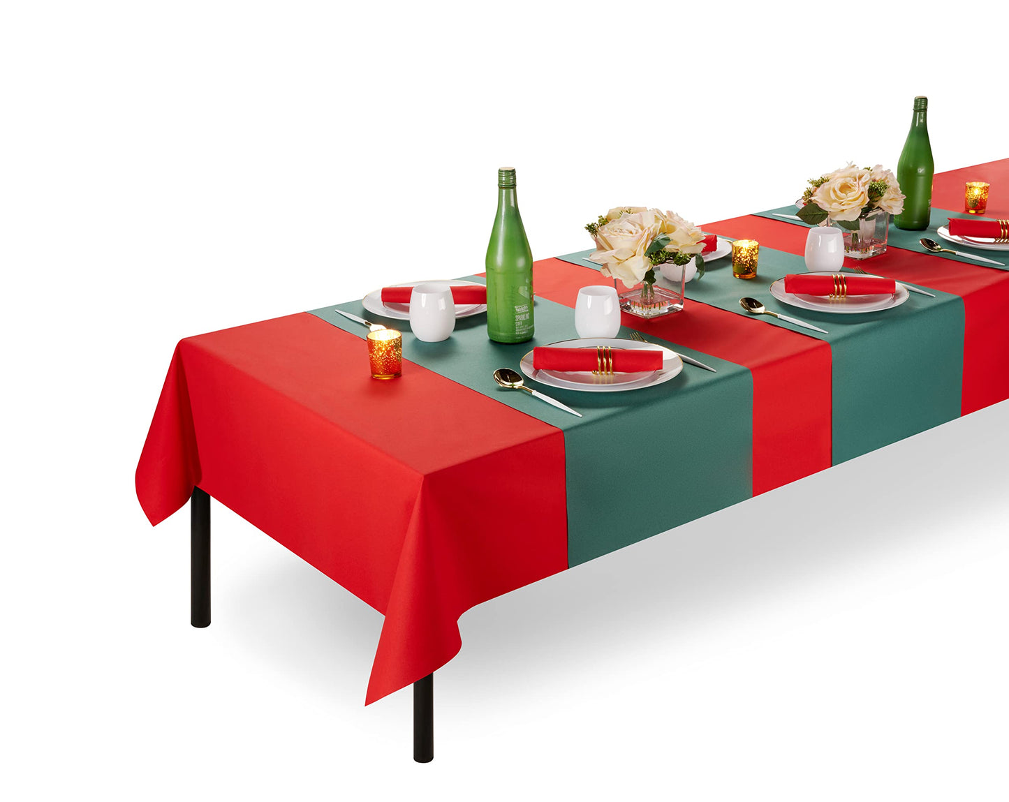 SV-TR16-GREN/20x48, Disposable green airlaid table runner roll with formal table setting