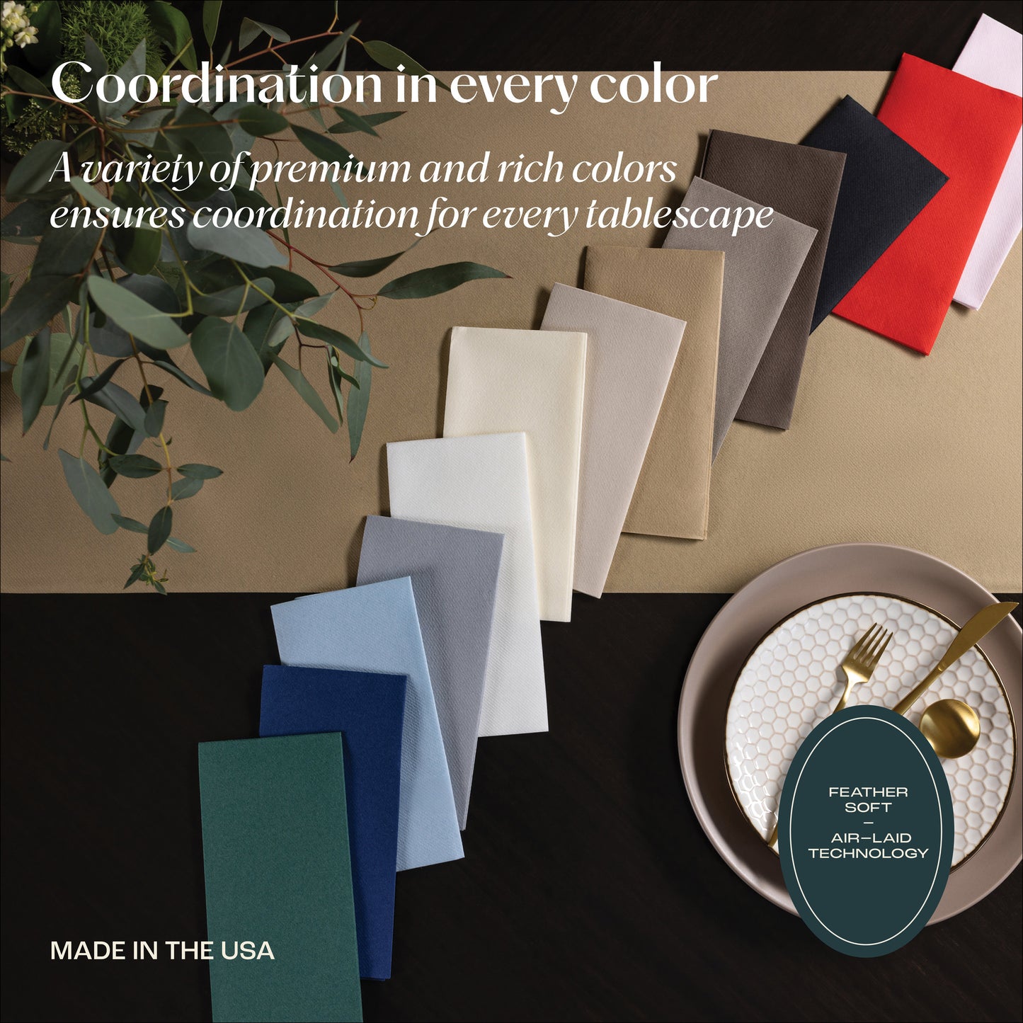 Disposable Linen-Feel Dinner Napkins | Airlaid Paper, 12"x17"