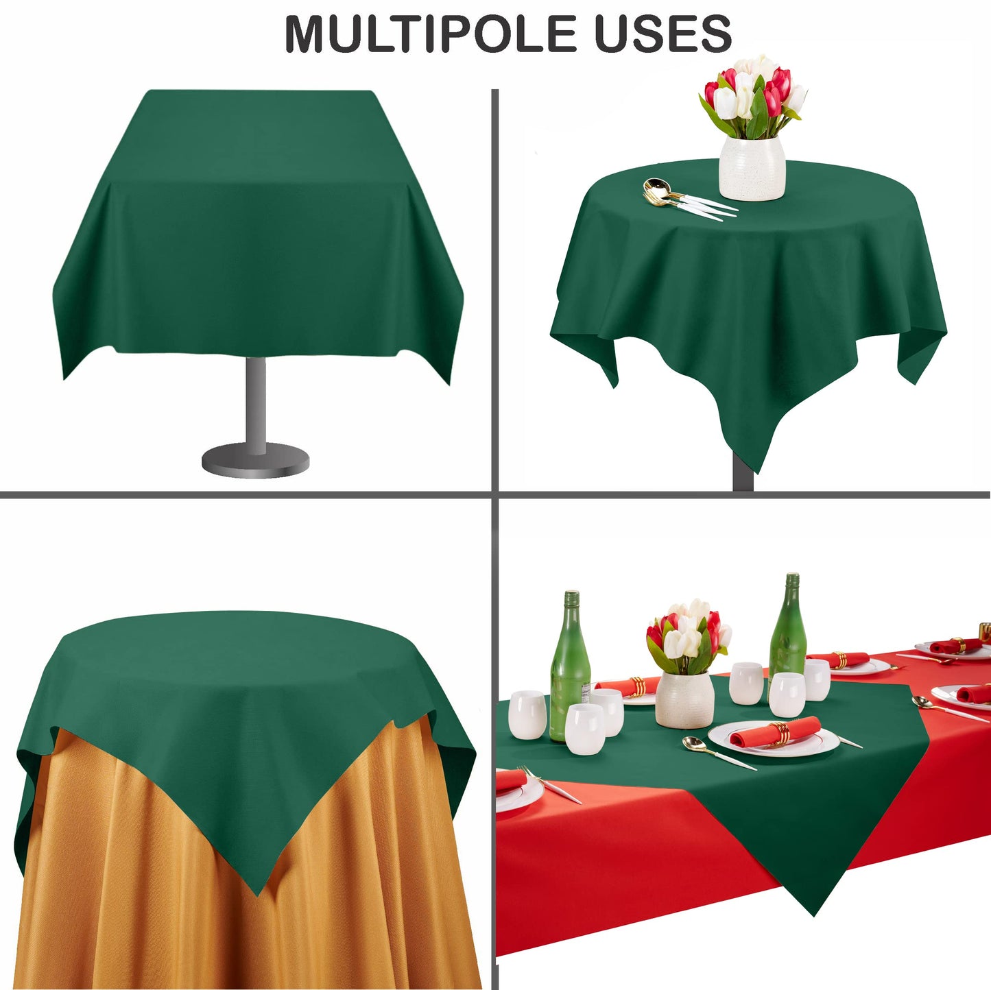 SV-TCFQ40-GREN/25, SV-TCFQ48-GREN/20, SV-TCFQ55-GREN/20, Green folded table cloth by Servietto for multiple uses in indoor and outdoor dining