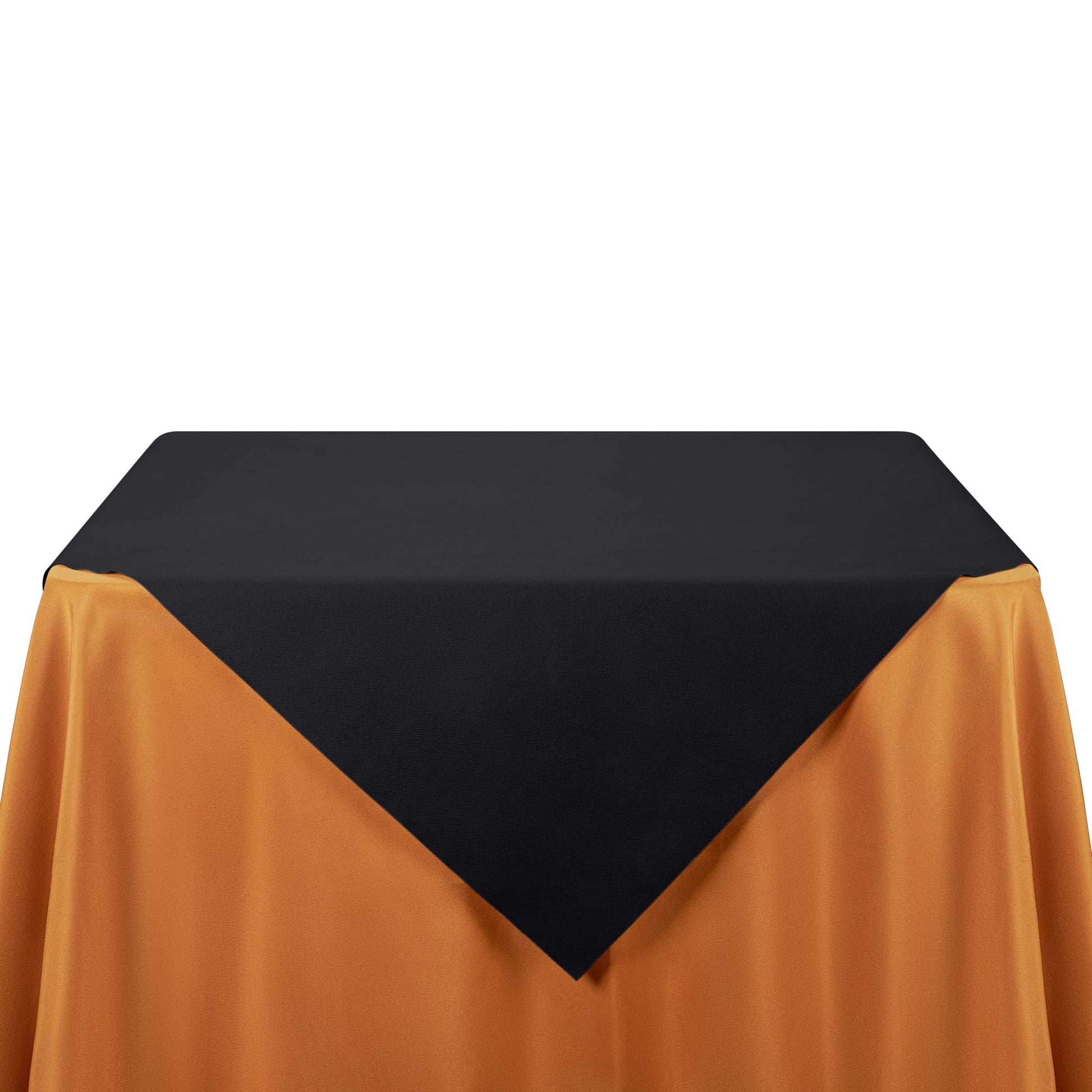 SV-TCFQ40-BLCK/25, SV-TCFQ48-BLCK/20, SV-TCFQ55-BLCK/20, Black disposable linen-like tablecloth folded for upscale events and parties