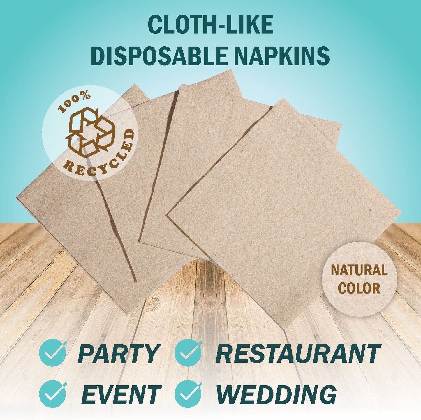 Natural disposable napkin ideal for restaurants, parties, and event service