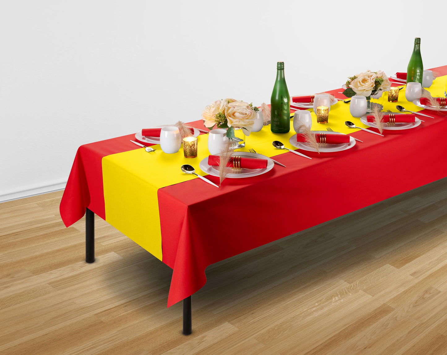 SV-TR16-BYLW/20x48, Bright yellow disposable linen-like table runner roll by Servietto for formal table