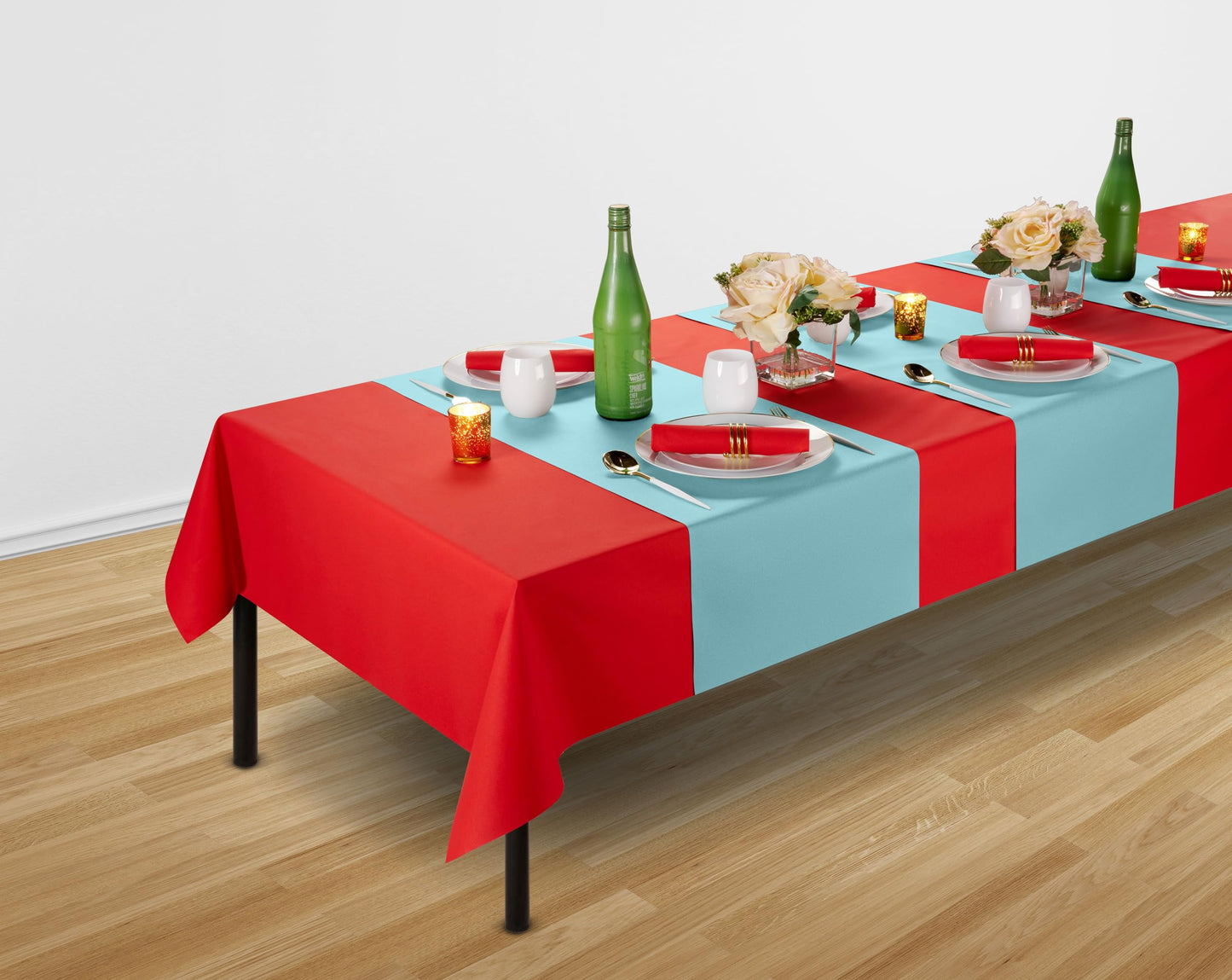 SV-TR16-PBLU/20x48, Pale blue paper table runner roll on formal table setting