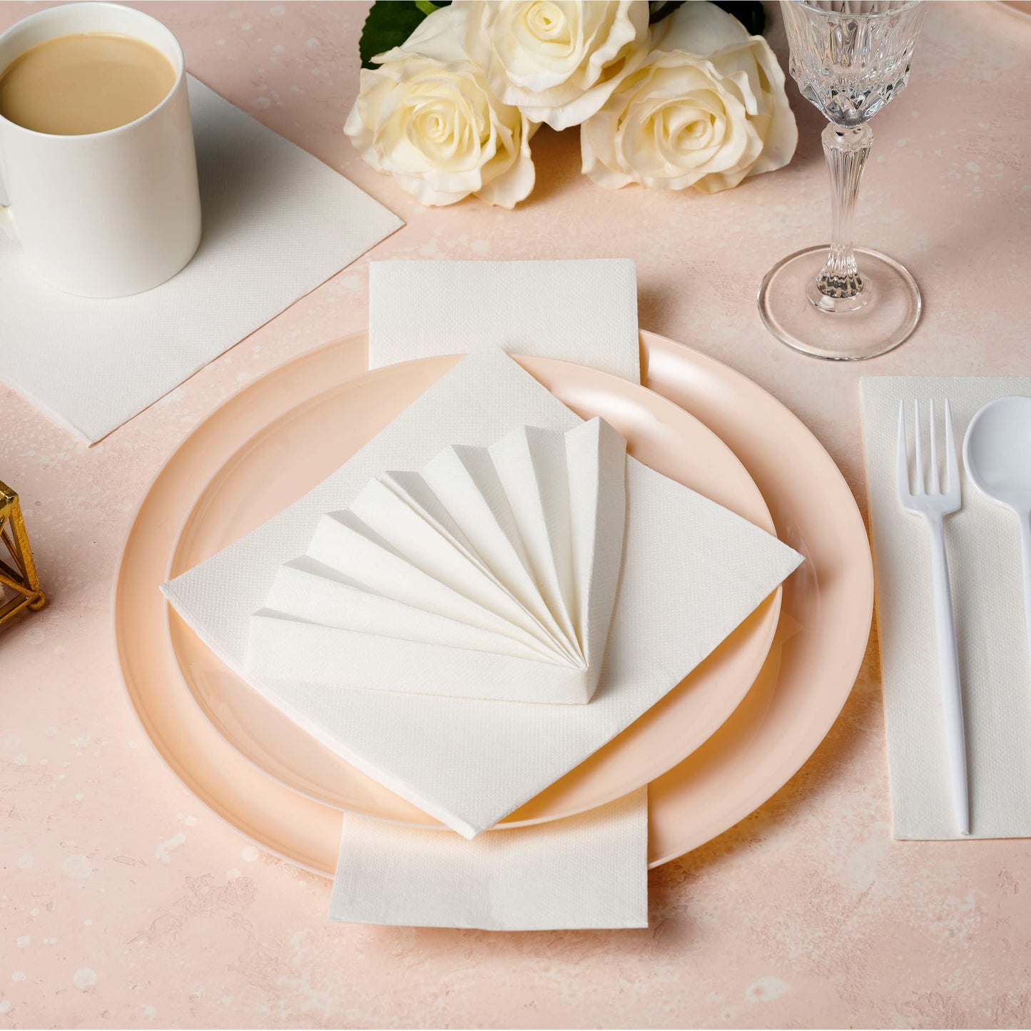 NP-PPLN-WHT-2000, Naperee 2-ply quilted luncheon napkins 13x13 inch disposable paper
