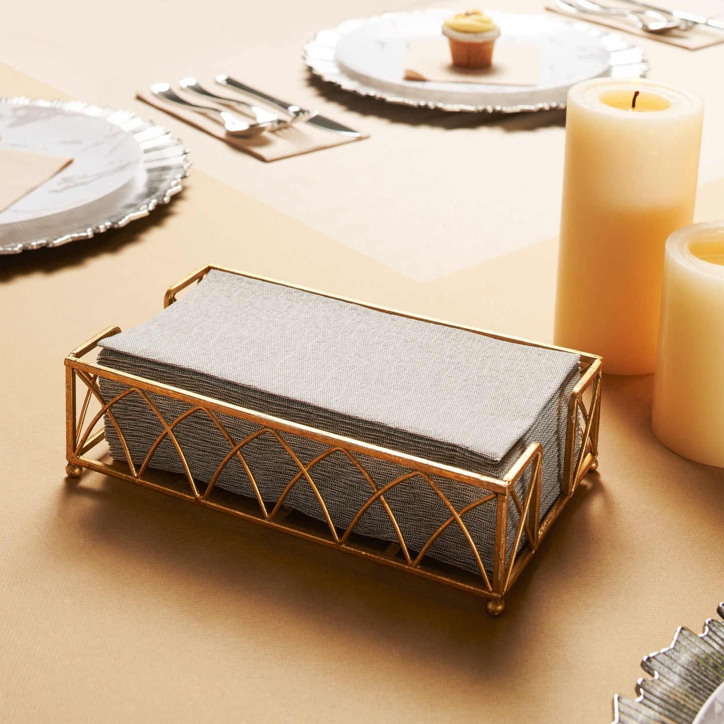 NP-LQDN-BKD-200, black denim-look disposable napkins in napkin tray