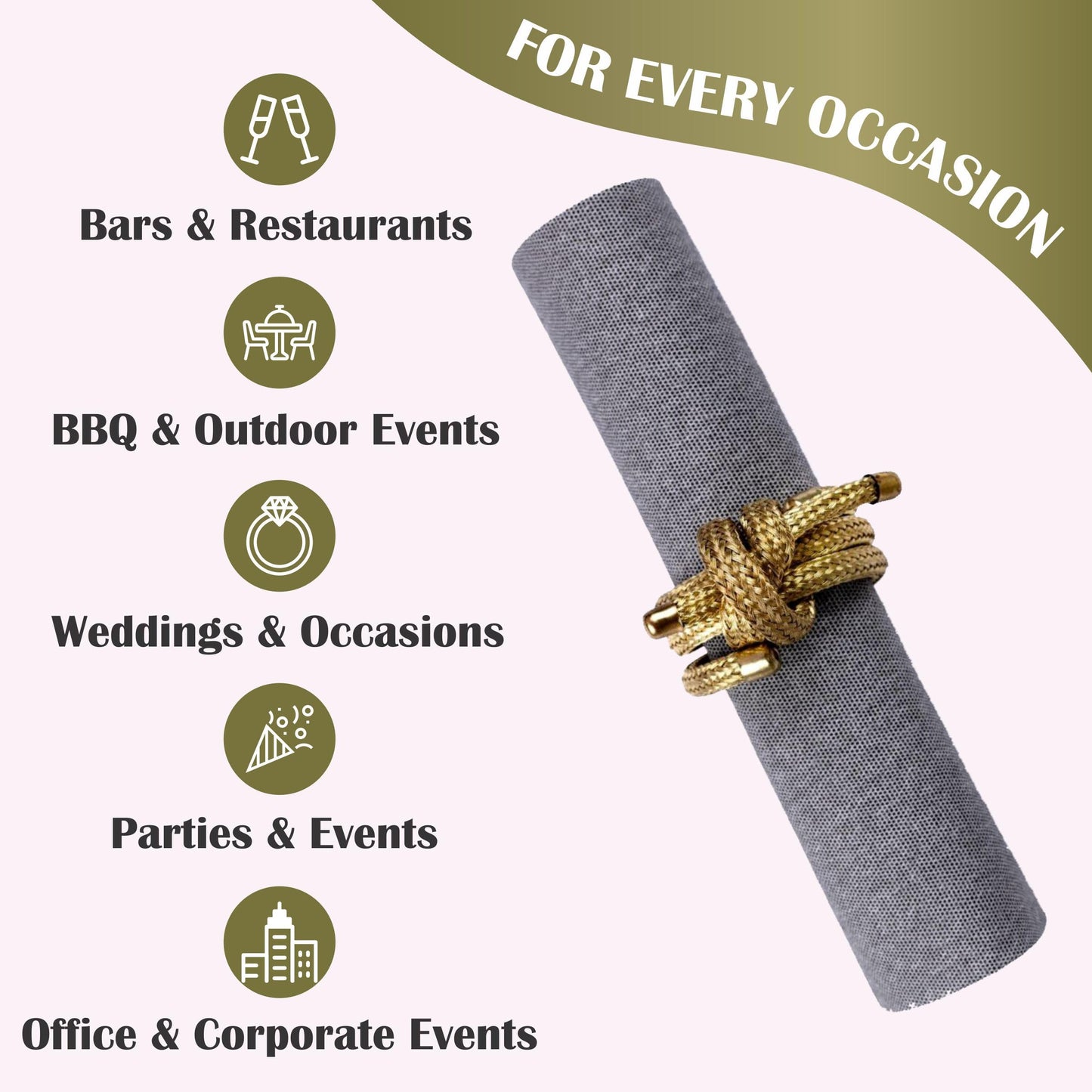 NP-LQGT-BKD-50, Soft and absorbent Naperee 15x15 luncheon napkins for weddings and occasions.