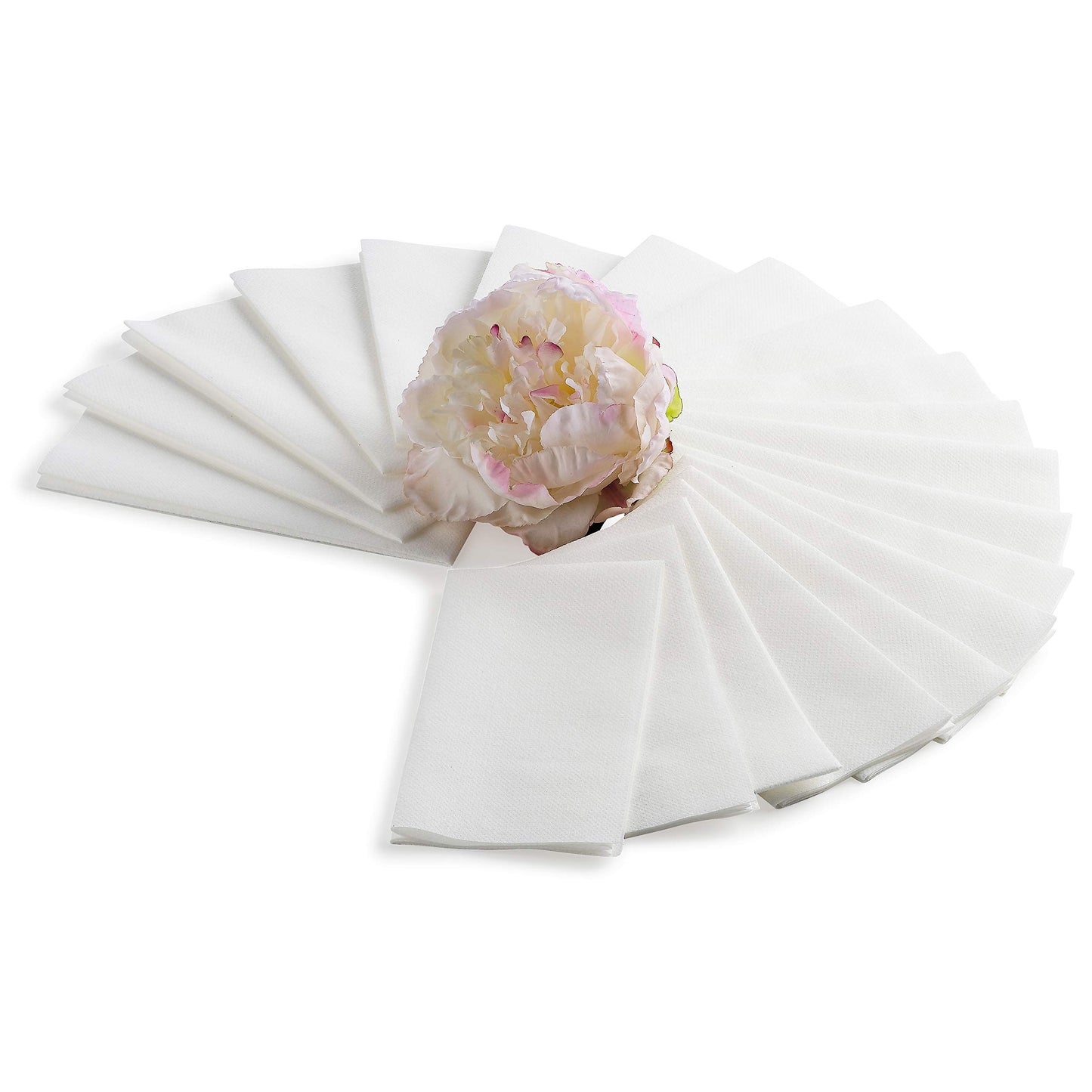 Lintext Disposable Linen-Feel Guest Towels with floral napkin holder
