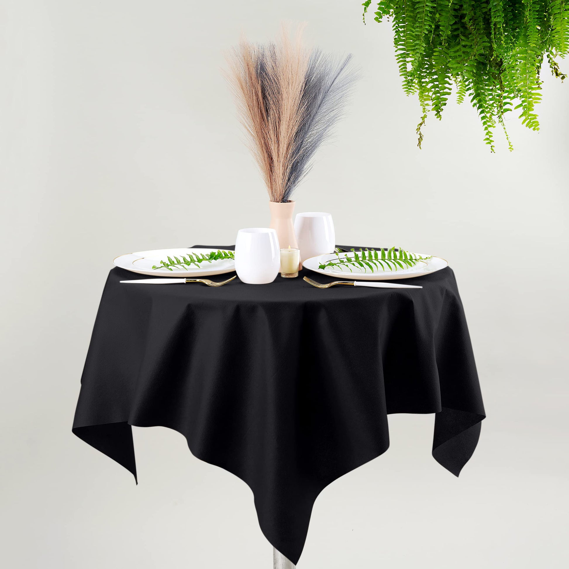 SV-TCFQ40-BLCK/25, SV-TCFQ48-BLCK/20, SV-TCFQ55-BLCK/20, Servietto black folded table cloth  linen-like for formal dining and events