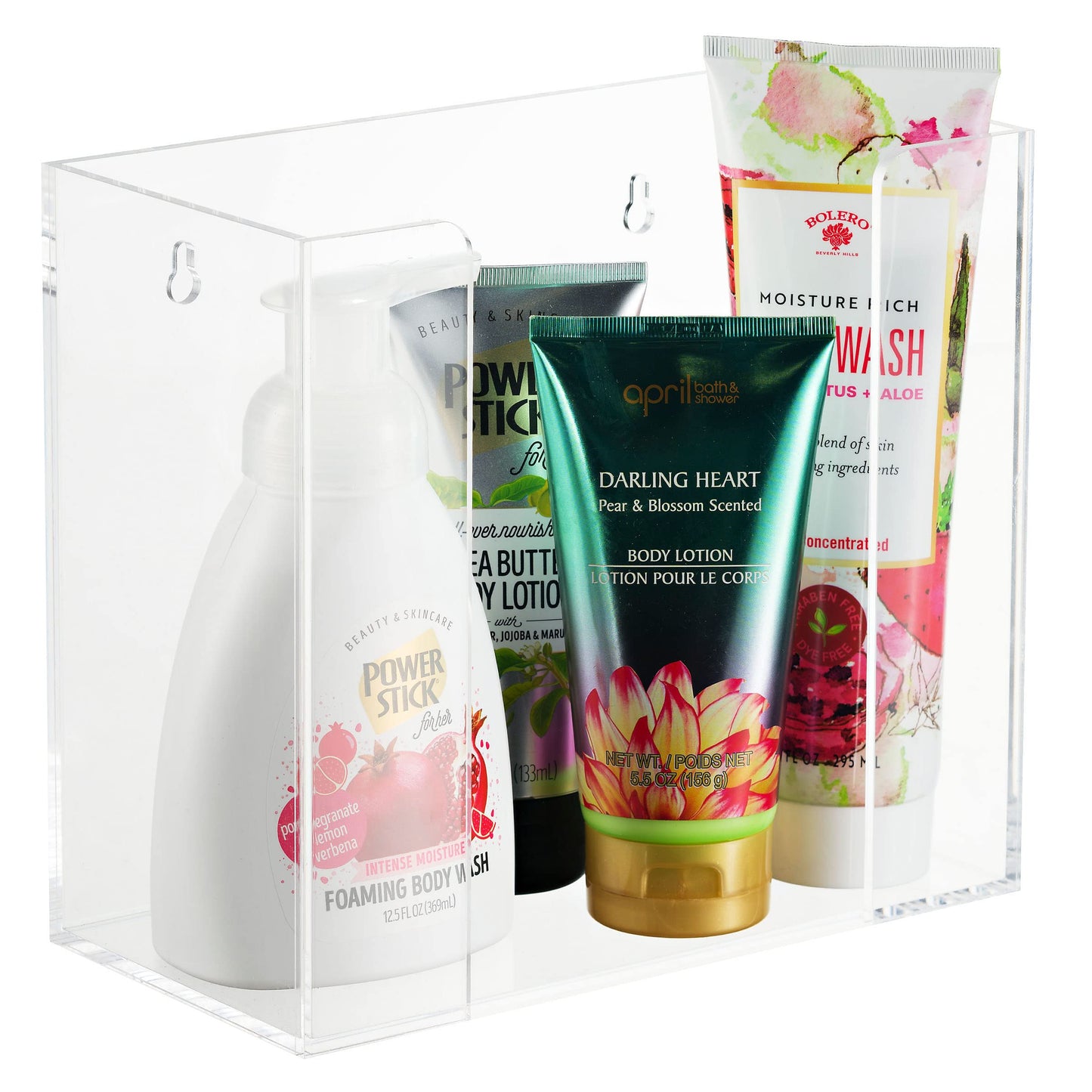BG-NH-ACR/GT-08, Transparent acrylic bathroom napkin older with body wash and body lotion inside