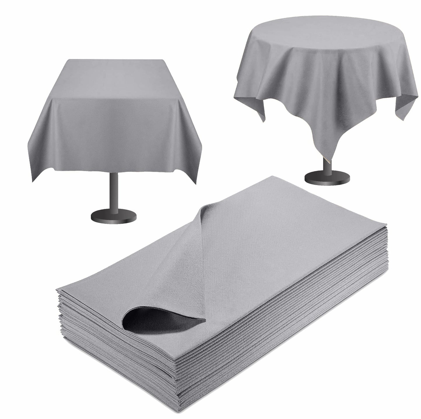 SV-TCFQ40-CTGR/25, SV-TCFQ48-CTGR/20, SV-TCFQ55-CTGR/20, gray Servietto disposable folded table cloth with linen texture