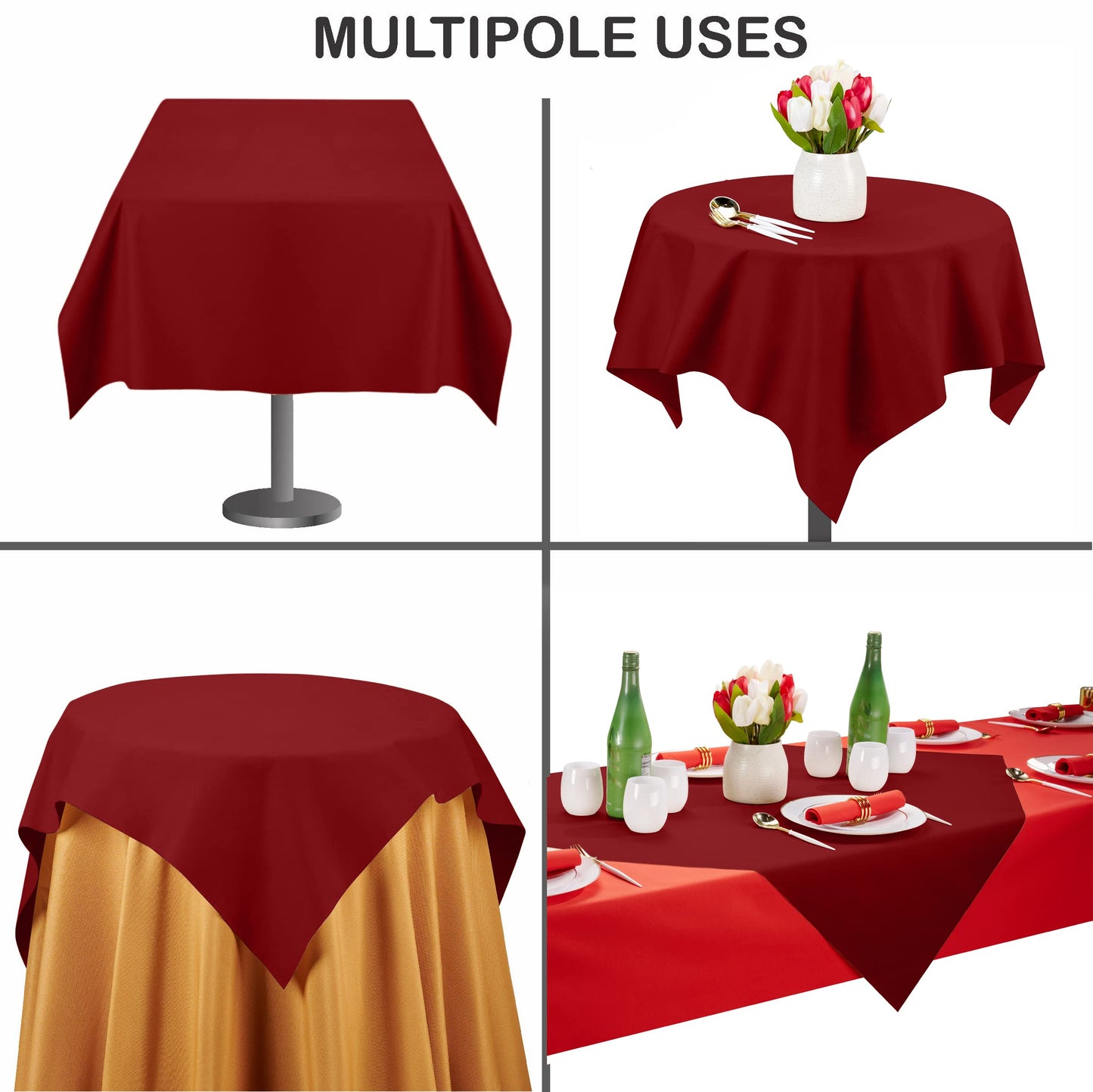 SV-TCFQ40-BRGD/25, SV-TCFQ48-BRGD/20, SV-TCFQ55-BRGD/20, Linen-like airlaid paper table cloth by Servietto in burgundy tone for different uses