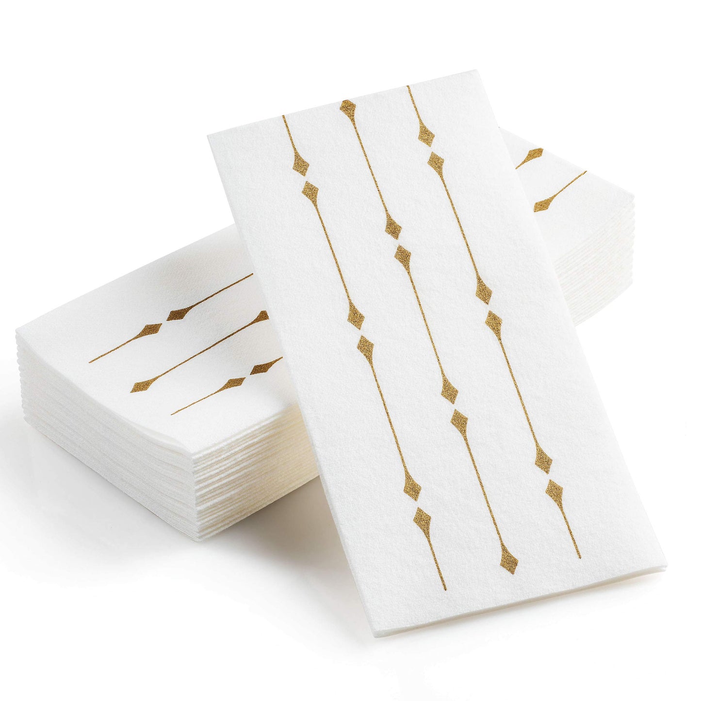 Disposable Linen-Feel Decorative Guest Towels with Gold Diamond Design