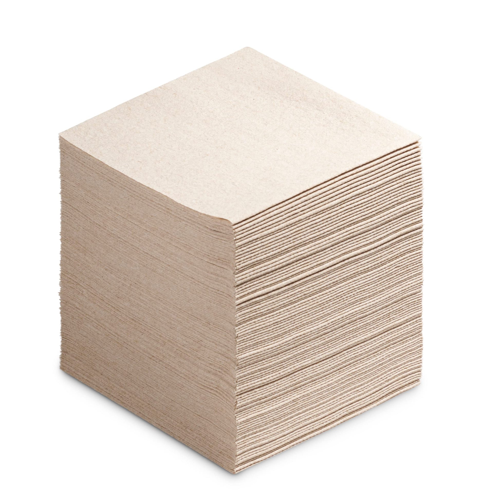 Naperee natural luncheon napkins inch folded and stacked behind white background