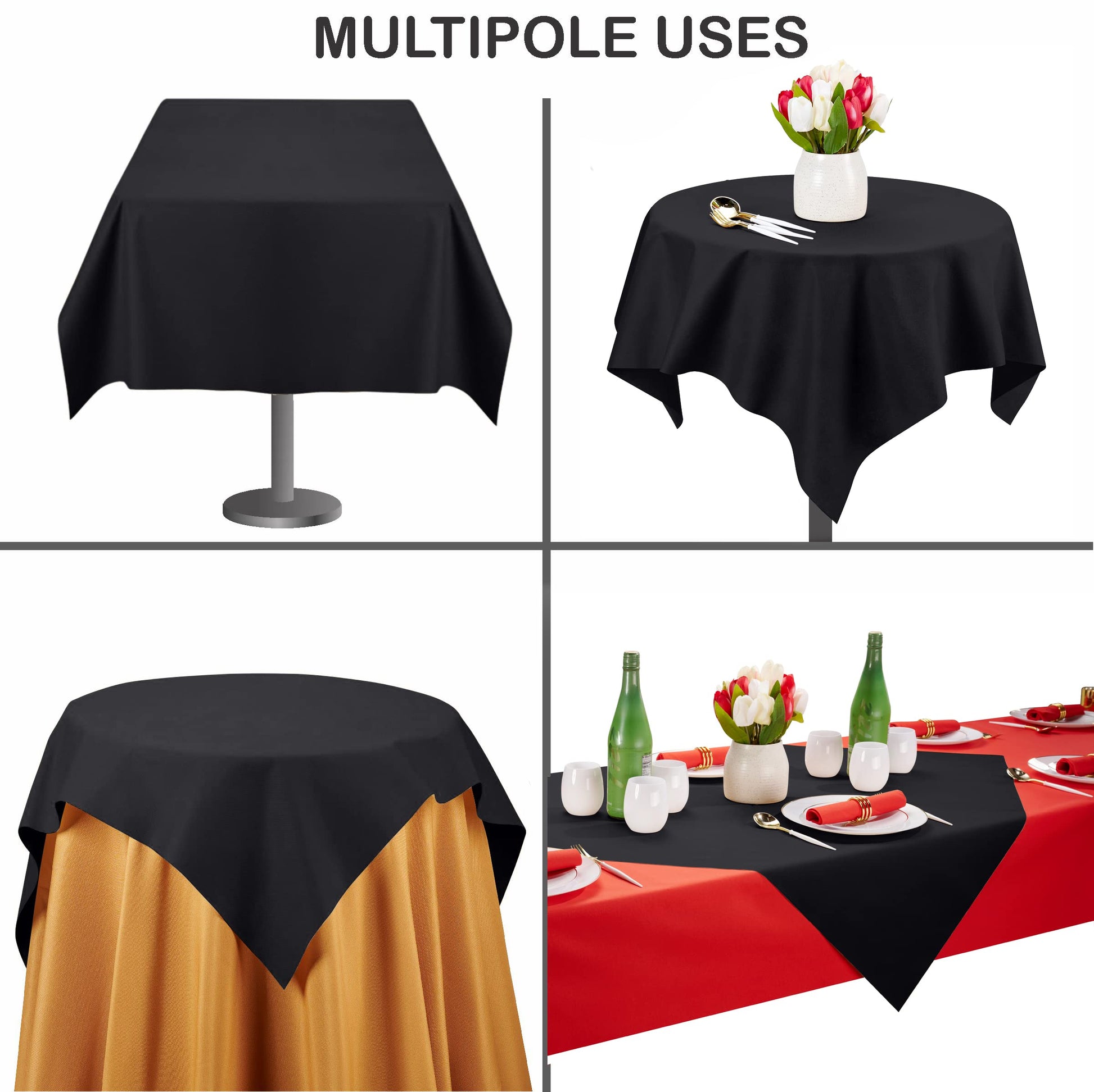 SV-TCFQ40-BLCK/25, SV-TCFQ48-BLCK/20, SV-TCFQ55-BLCK/20, Servietto black folded table cloth linen-like for formal dining for multiple uses