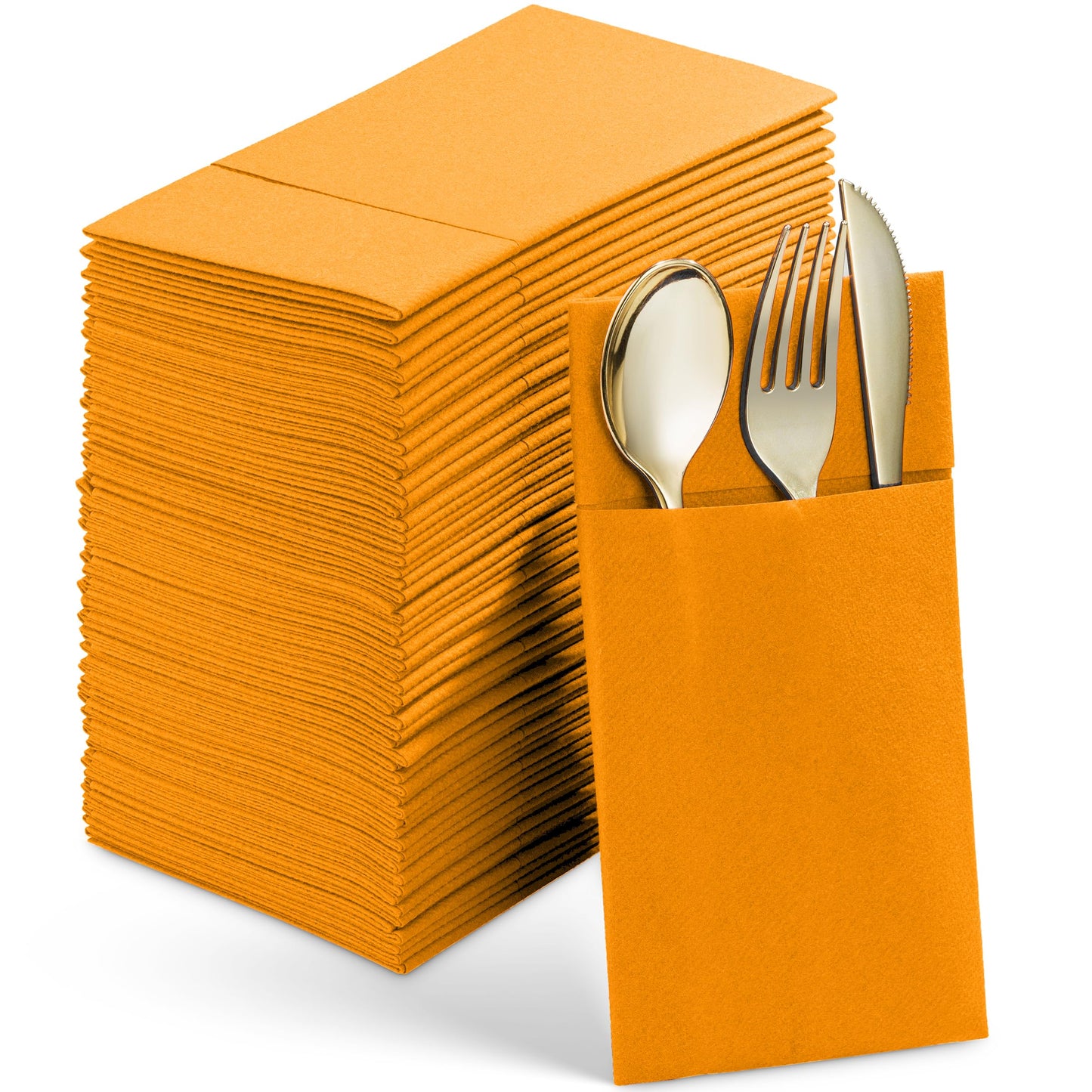 SV-CPDN6-LORG/50, Orange Linen-feel disposable napkin with pocket for flatware by Servietto