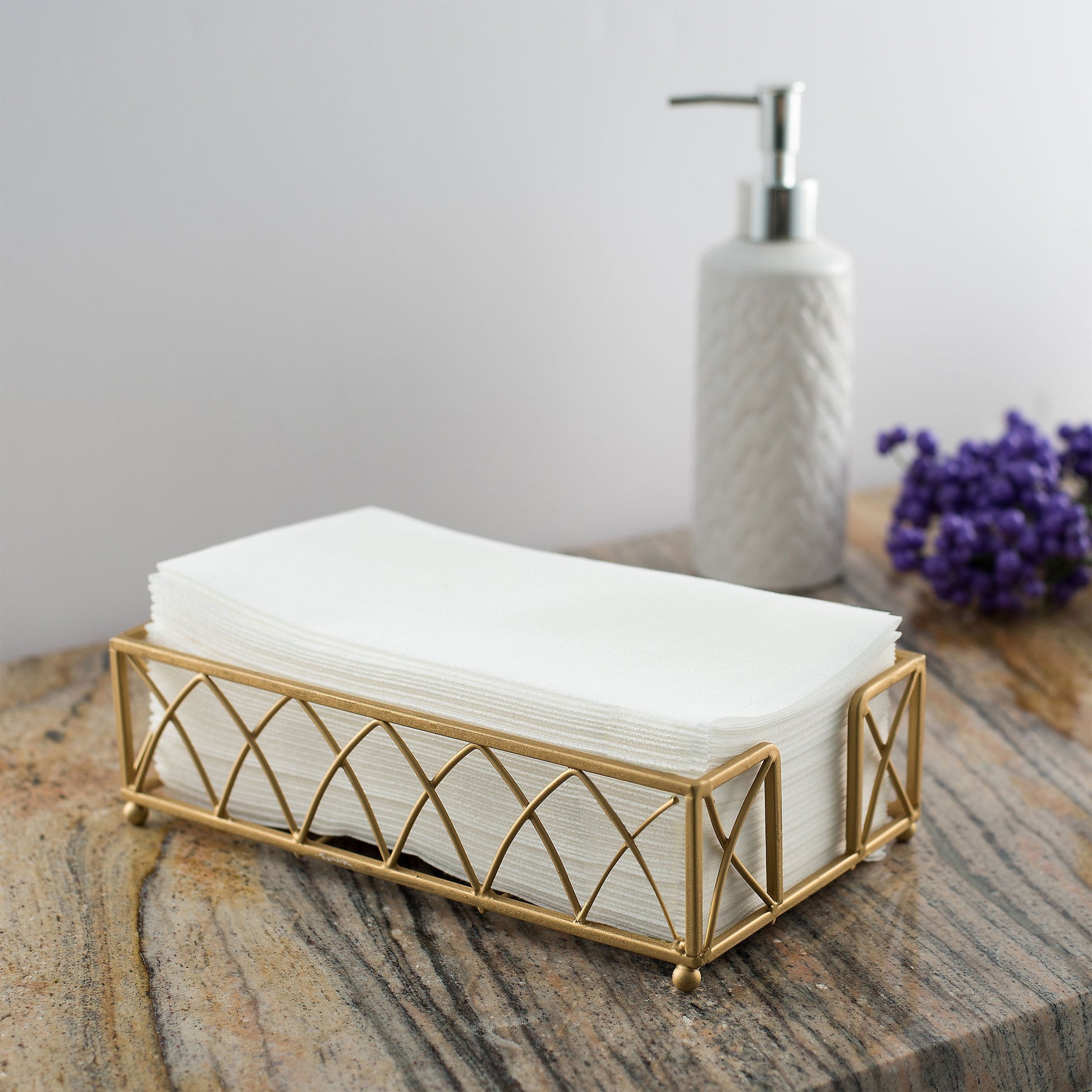 BG-TOLDN-WHT/100, BloominGoods 17x17 linen-feel dinner napkin on napkin tray