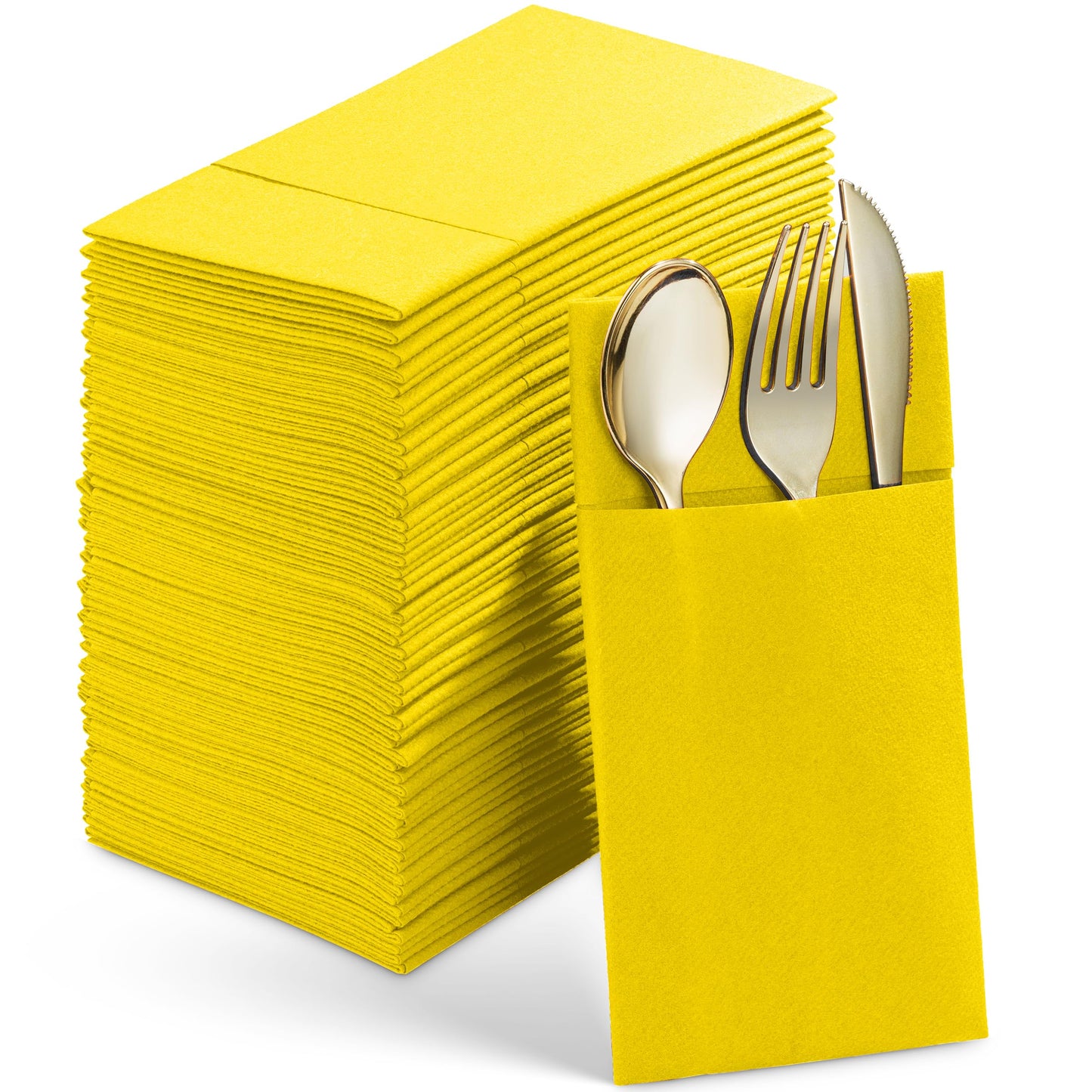 SV-CPDN6-BYLW/50, Yellow Linen-feel disposable napkin with pocket for flatware by Servietto