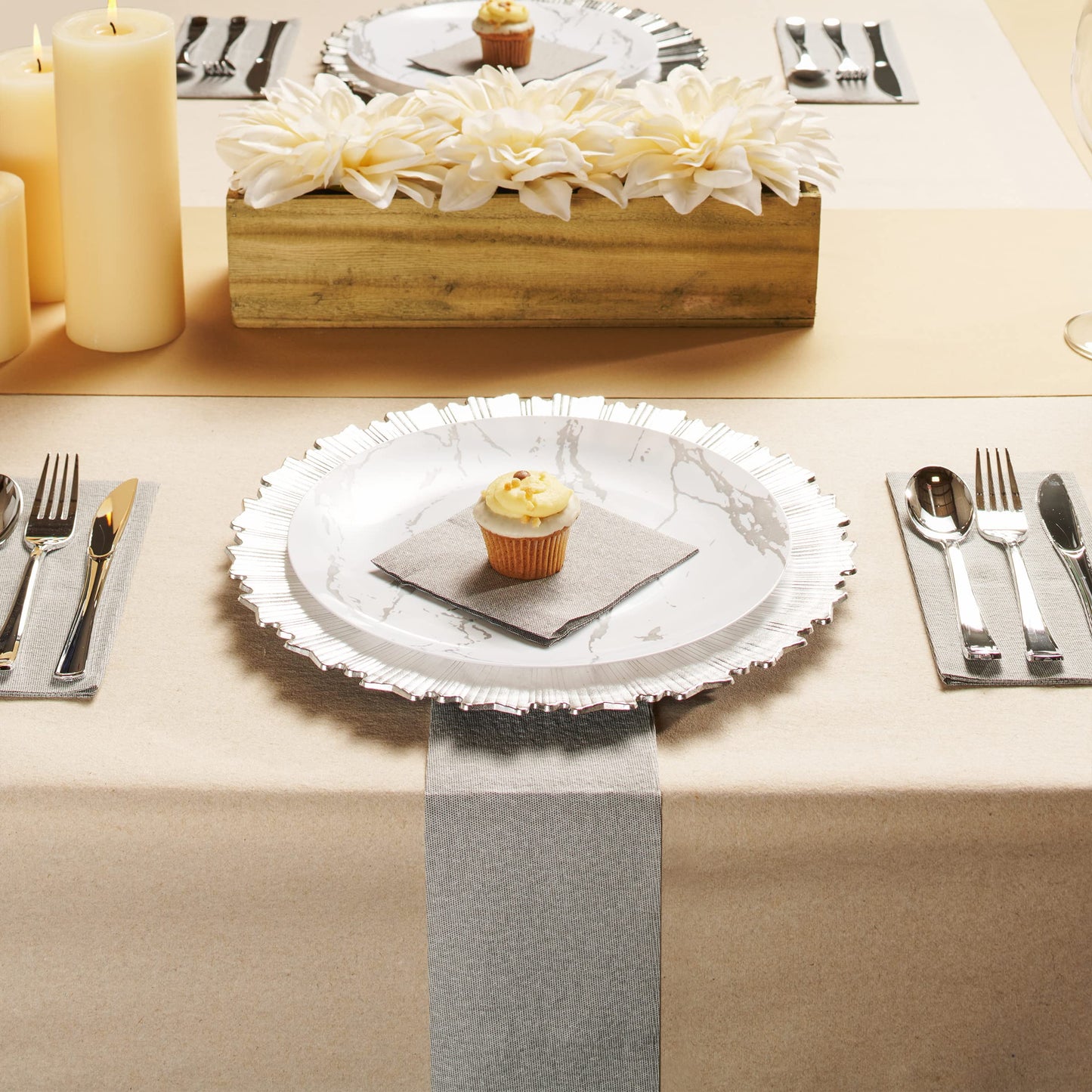 NP-LQLN-BKD-200, Disposable black dotted napkin by Naperee folded neatly beside silverware