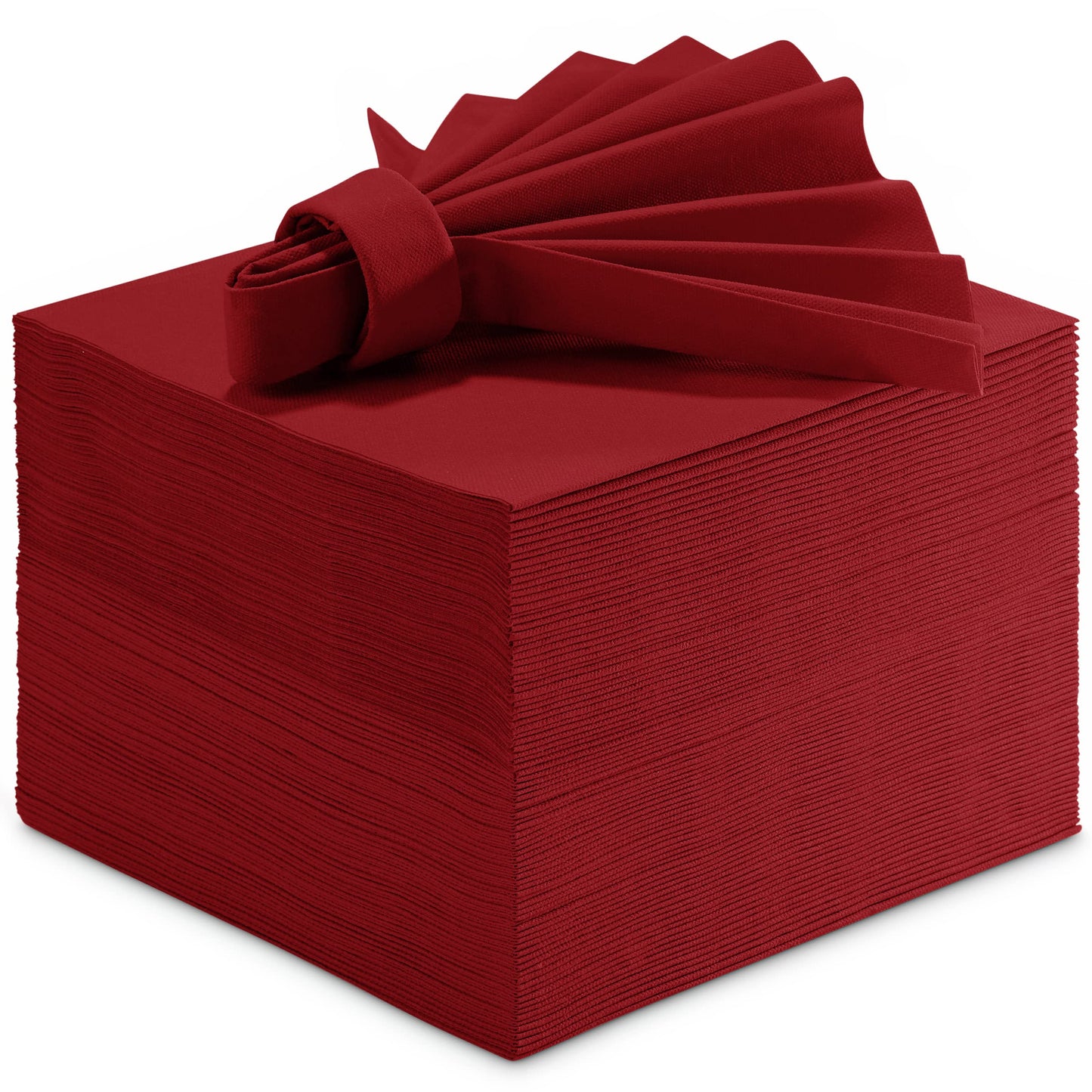 BG-CLLN-BRGD/50, Burgundy disposable linen-feel luncheon napkins